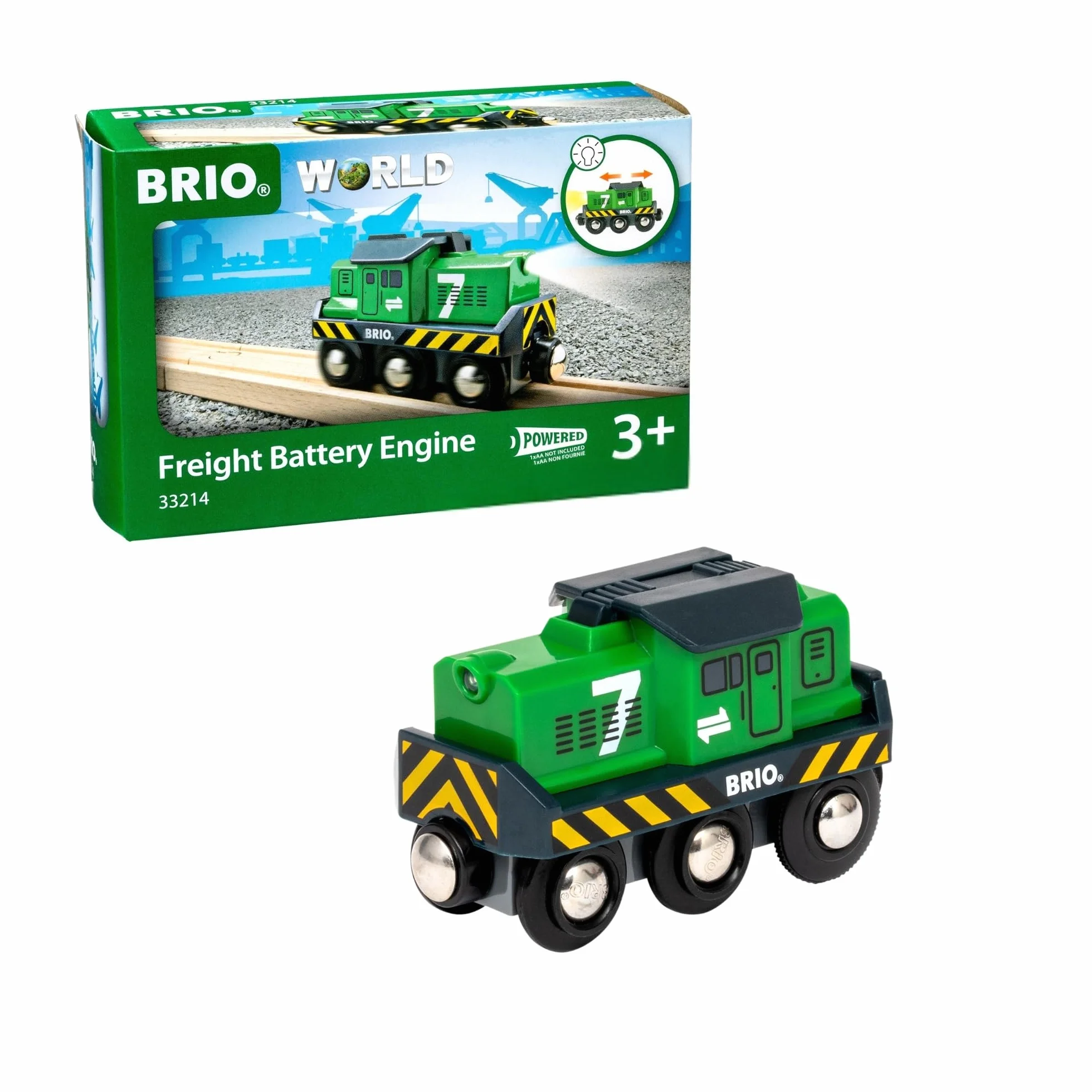 Brio World Locomotive de Fret à Pile Train électrique Fonction Lumineuse Circuit Train Bois Jouet 3 Ans