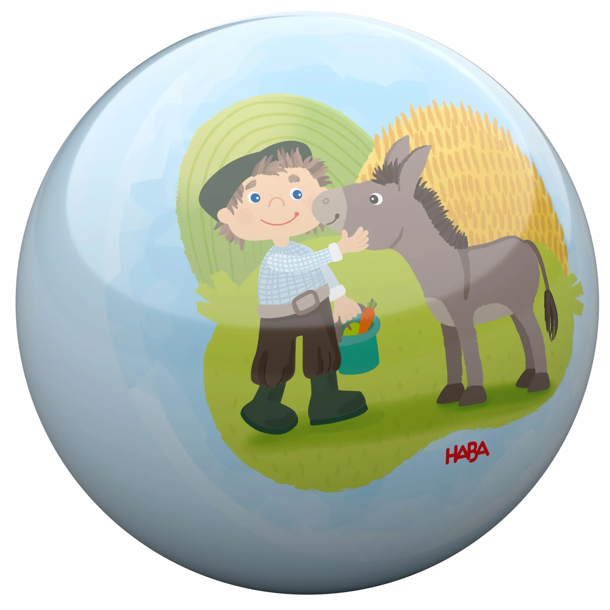 HABA Ballon La Ferme 14 cm dès 2 Ans – Ballon de Jeu en Plastique Lisse avec Valve, Surface Brillante