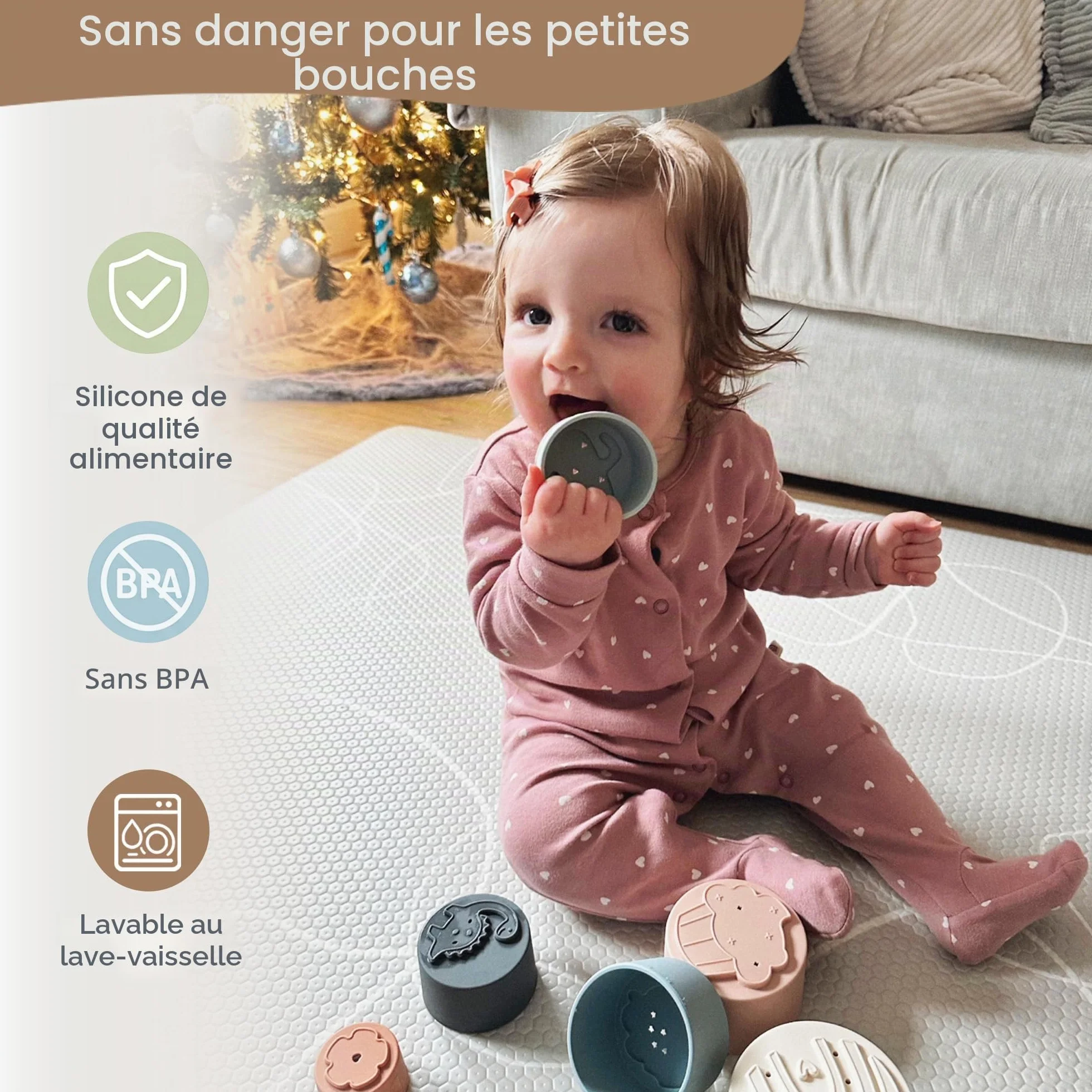Moonkie Gobelet empilable en silicone bébé jouet éducatif dentaire
