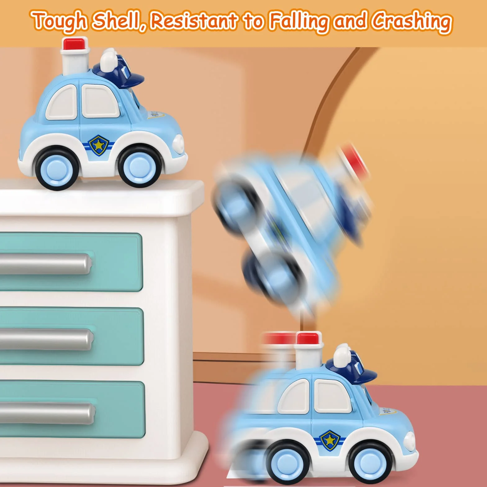 JoyPlus Voiture Bebe 1 An, 4 Pièces Petite Voiture Enfant 2 Ans, Press and Go Véhicules Jouet à Friction pour Enfants