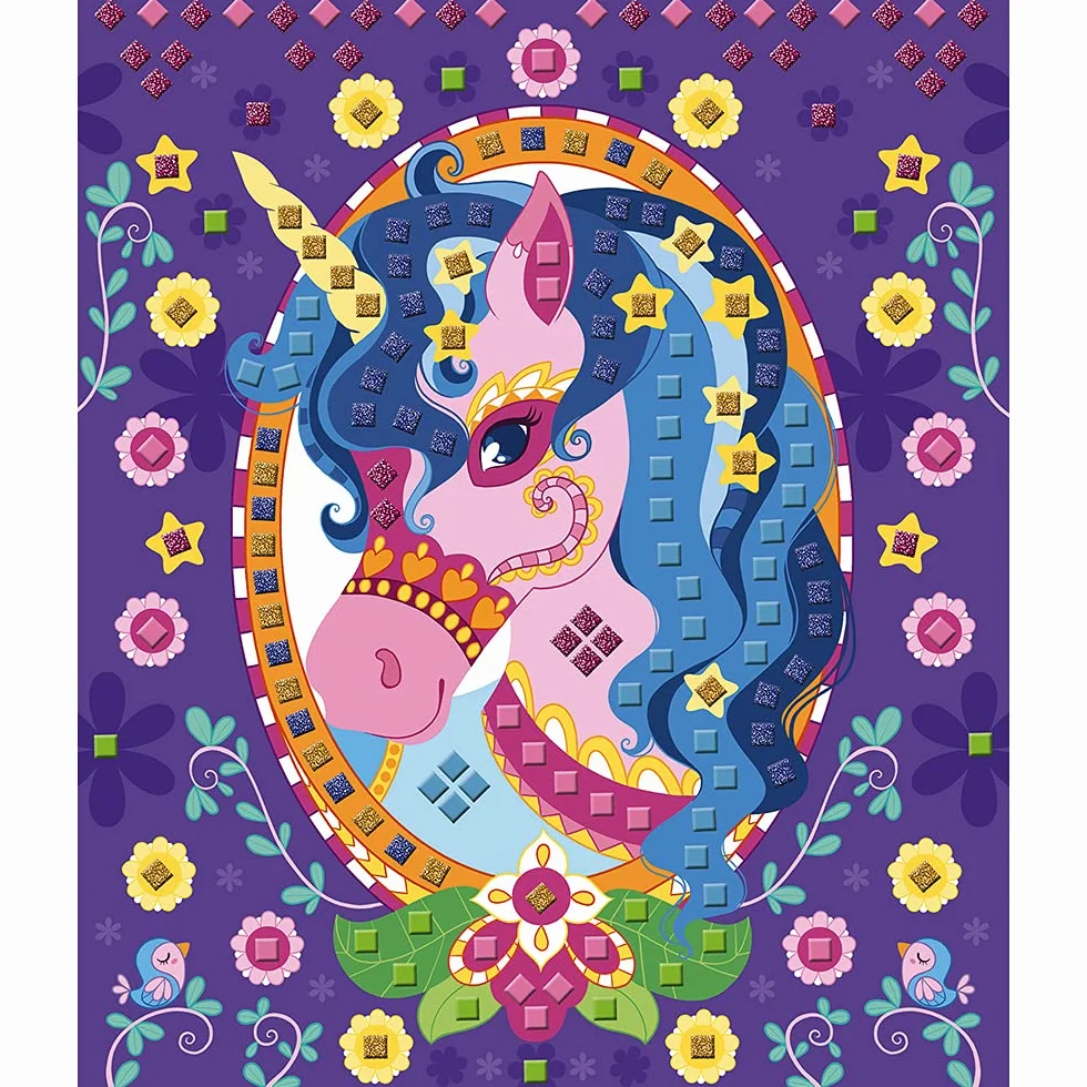 Janod Coffret Mosaïques en Mousse Poneys et Licornes Kit Loisir Créatif Enfant dès 5 ans
