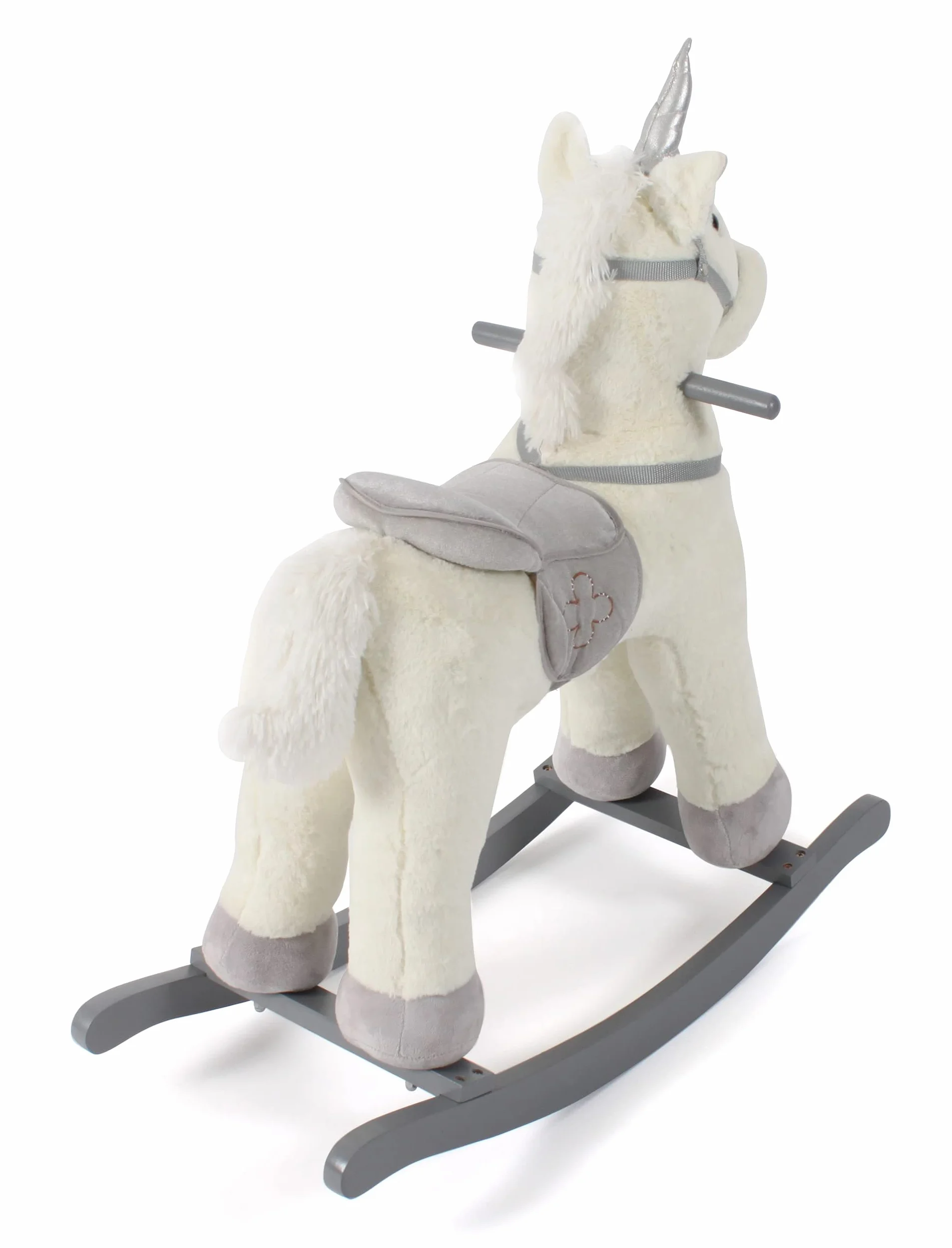 Bayer Chic 2000 Licorne à Bascule, Hauteur de la Selle 46 cm, Peluche Beige-Gris