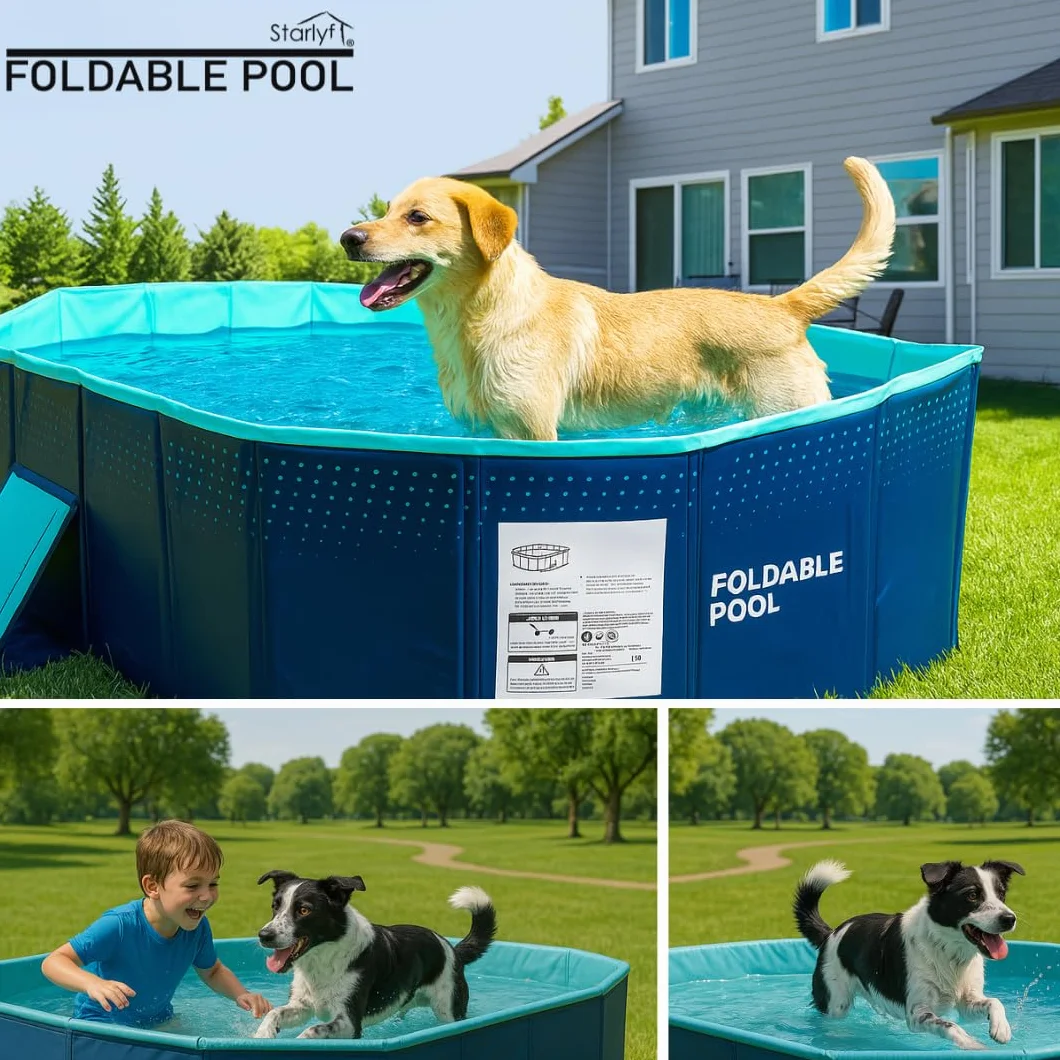 INDUSTEX Piscine Pliable Foldable Pool, Piscine pour Enfants et Adultes Portable, Piscine Amovible, Baignoire, Piscine pour Animaux de compagnies (130 x 90 x 45 cm)