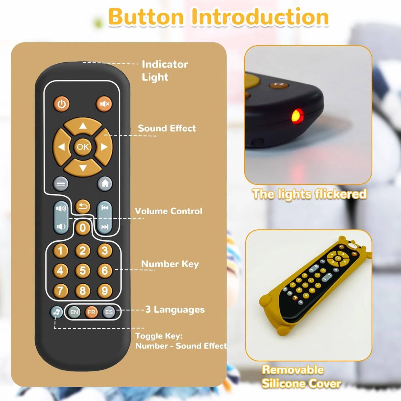 Jouet Télécommande TV Enfant 1 an, 3 Langues Jeux Éducatif Cadeau Fille, Jouets Musicaux Apprentissage Précoce Einstein Girafe Noire