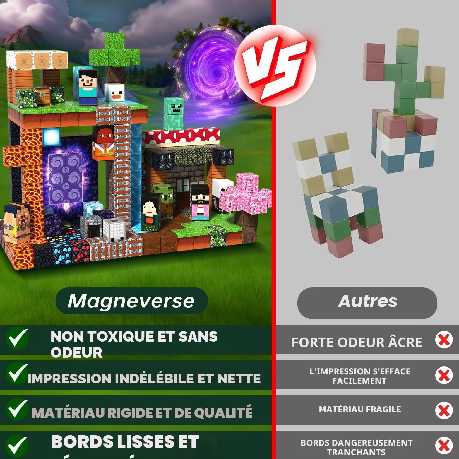 Magneverse Construction Magnetique Enfant 300 Pièces - Jeu de Construction Éducatif Aventure pour 4-12 Ans
