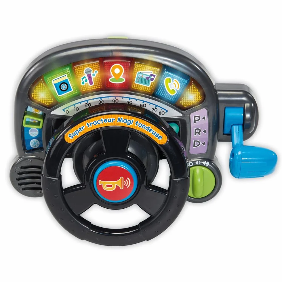 VTech Super Tracteur Magi Tondeuse Vert 3 en 1 Porteur Pousseur Bébé Jouet d'Éveil