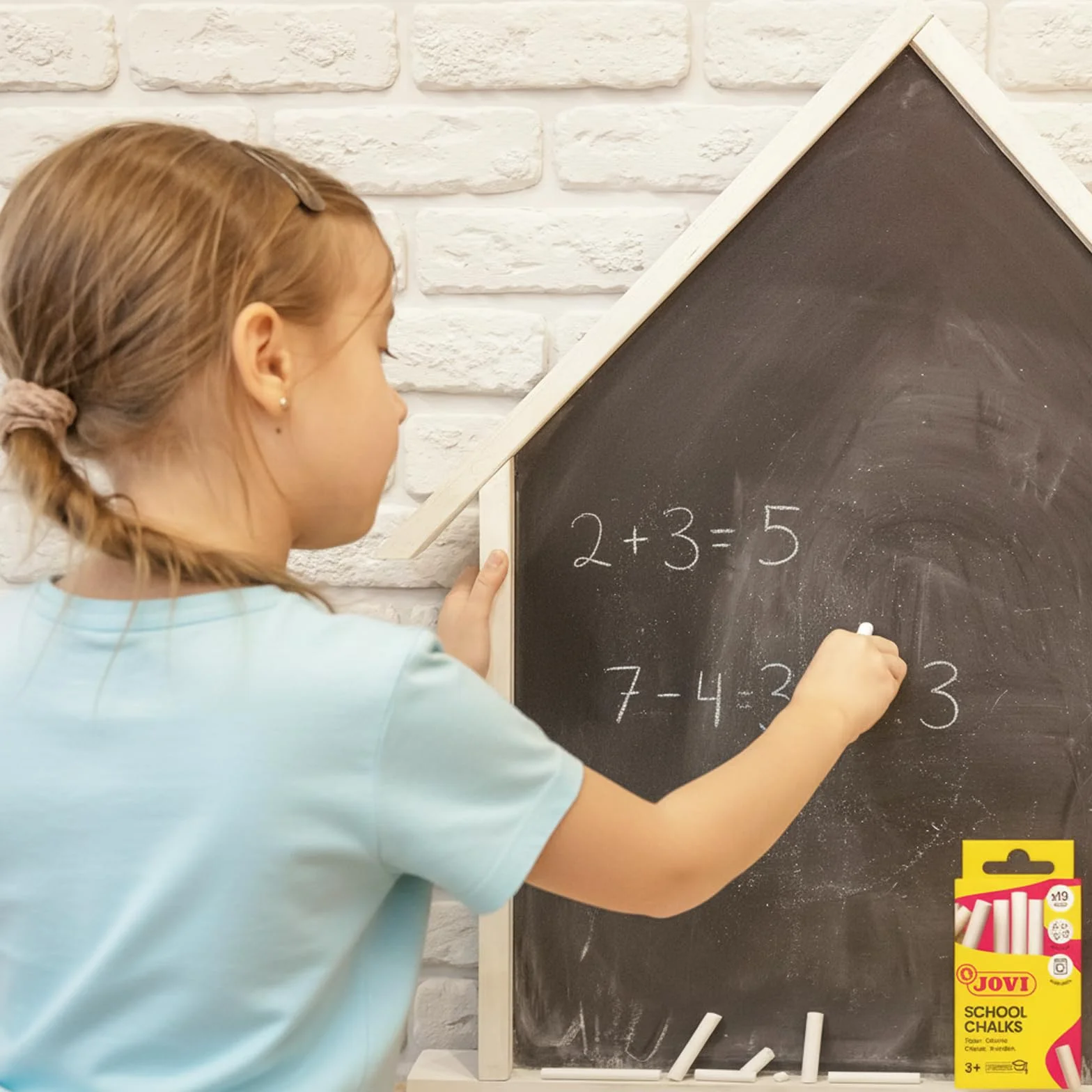 Jovi Craies CLASSCOLOR Boîte de 10 unités Couleur blanche Sans poussière Facile à effacer Résistante Sans gluten