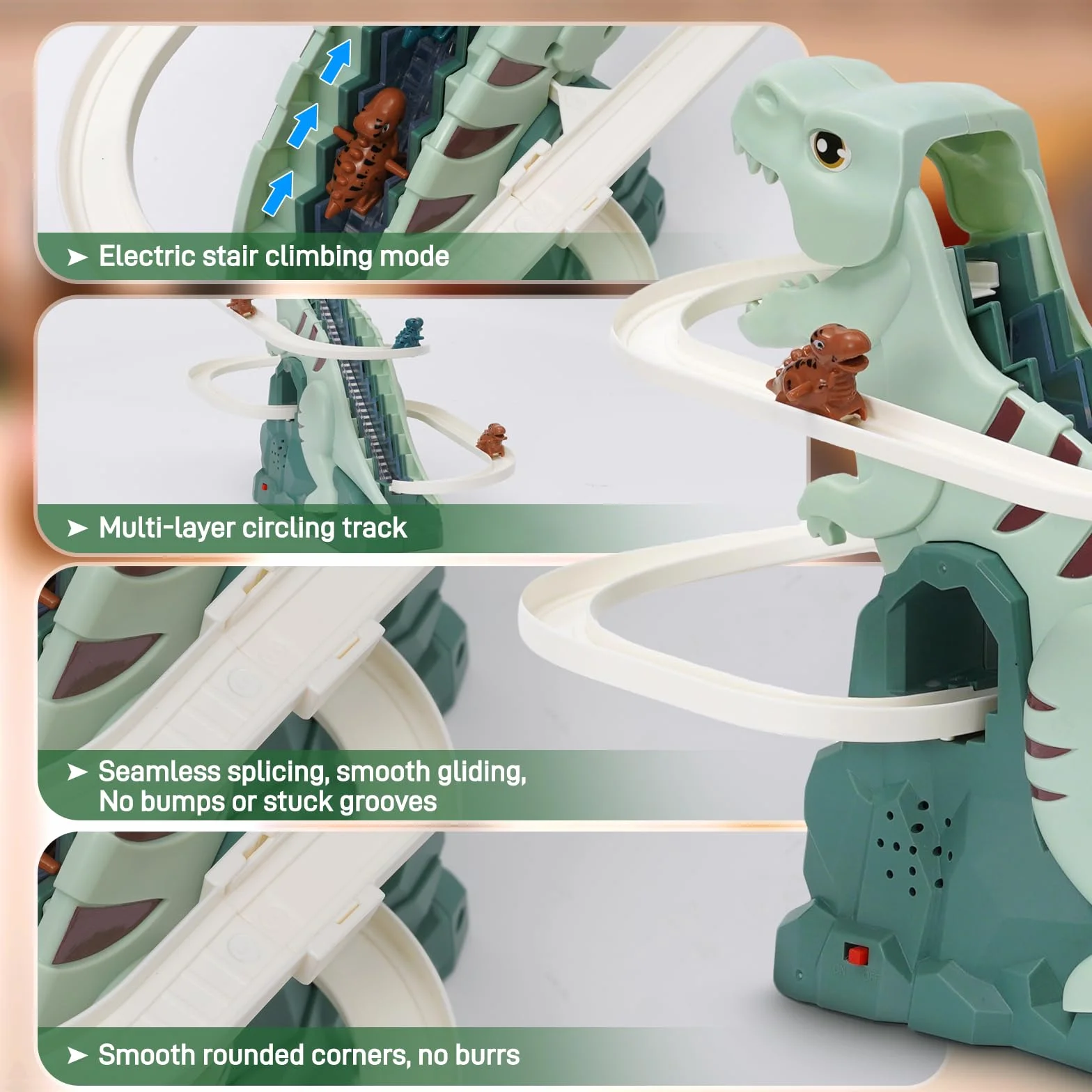 Circuit de Course Dinosaure Jouet d'escalade avec Musique et Lumière Puzzle Éducatif