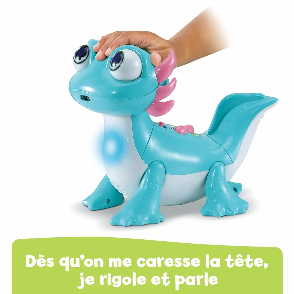 VTech Zébulon Mon Compagnon Glouton Animal Interactif Axolotl Qui Parle Chante Mange et Réagit Jouet Éducatif Cadeau Enfant Dès 2 Ans