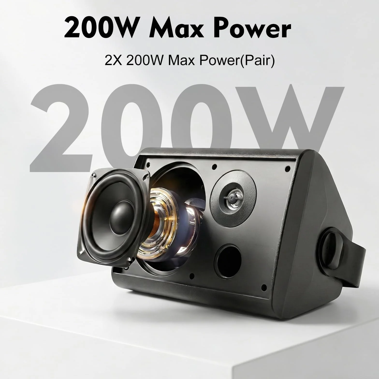 STUDIOFINIX Enceintes murales 6,5 Pouces 400W Bluetooth 5.1 étanches Multi-Sync sans Fil Noir Paire