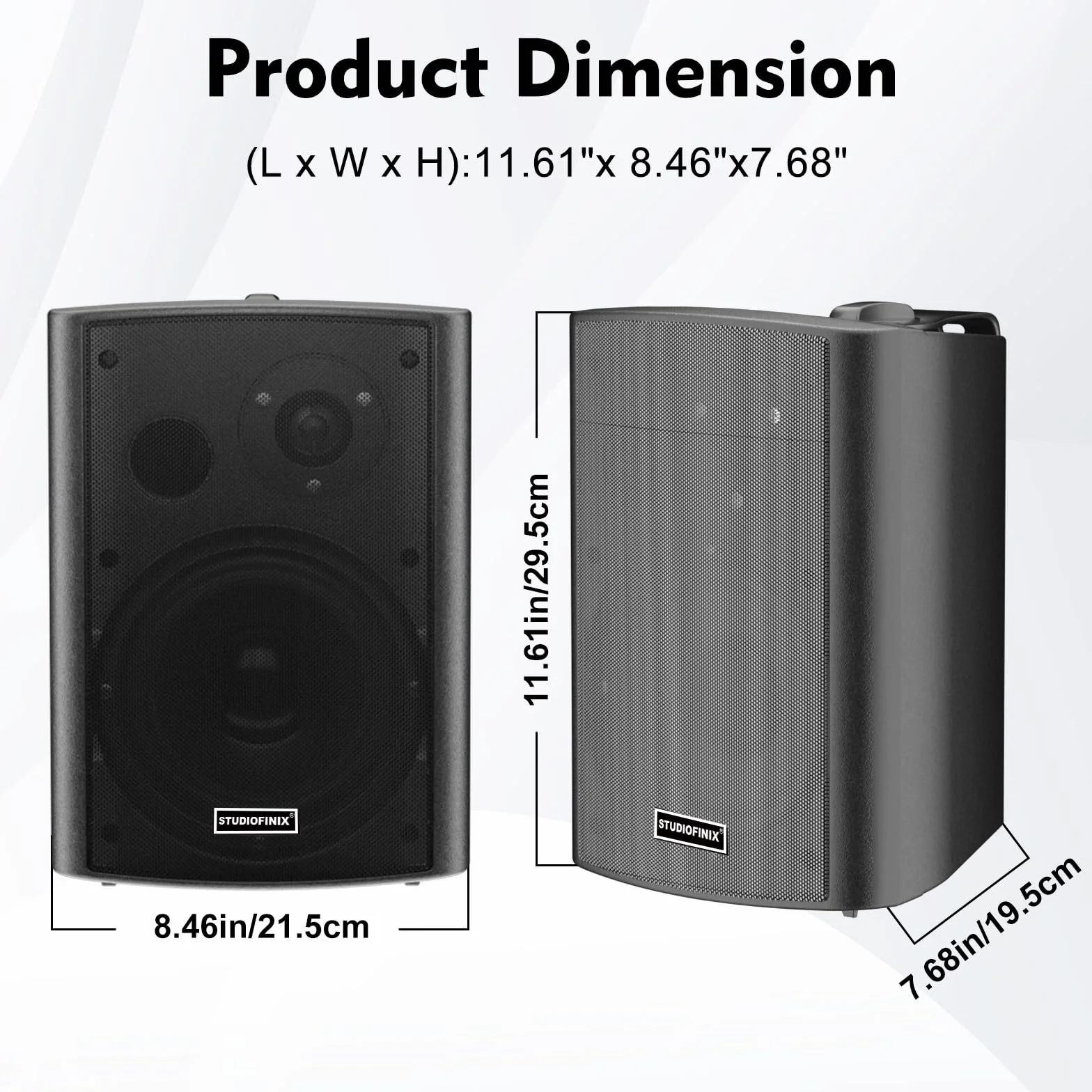 STUDIOFINIX Enceintes murales 6,5 Pouces 400W Bluetooth 5.1 étanches Multi-Sync sans Fil Noir Paire
