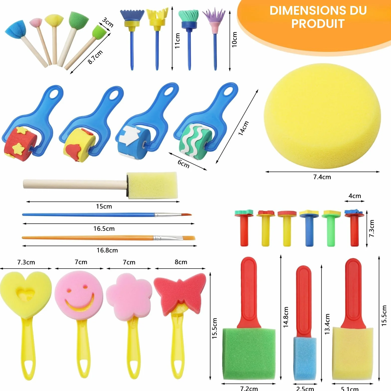 APOMOONS Kit Pinceau Éponge 30 Pièces, Peinture Enfant Set Bricolage Artisanat