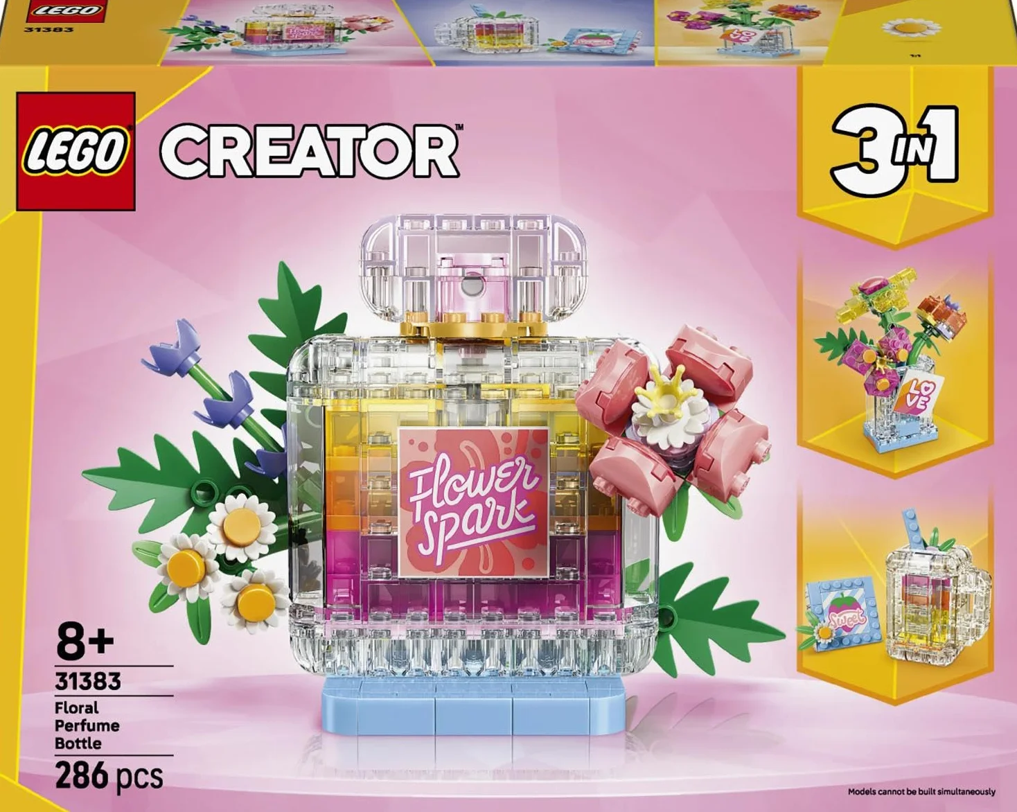 LEGO Creator 3-en-1 Flacon de Parfum au Décor Floral 31383 - Jouet de Construction Transformable en Vase ou Smoothie pour Enfants dès 8 Ans