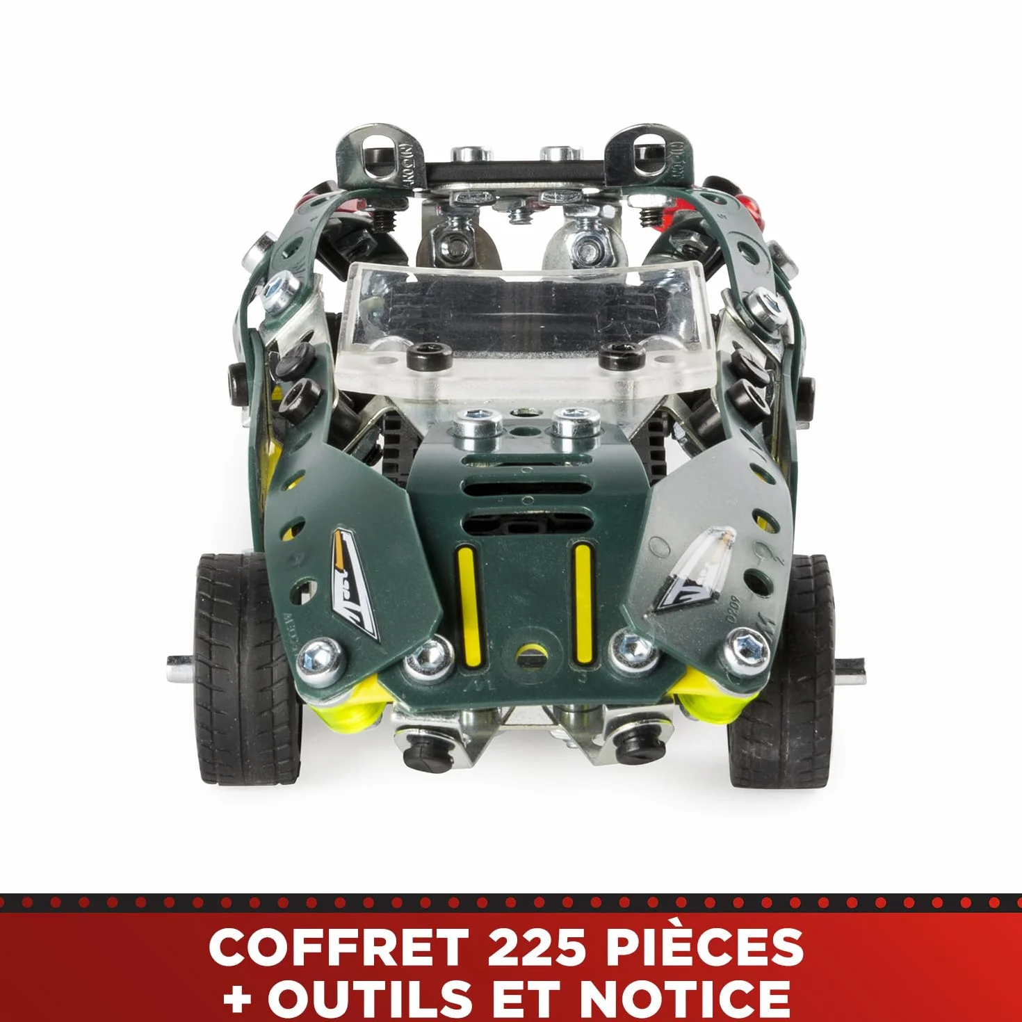 Bandai Meccano Cabriolet Rétro Friction Coffret Construction 225 pièces Moteur Rétro-Friction Jouet Enfant 8 ans+