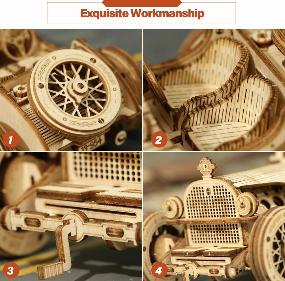 ROKR 3D Puzzle Maquette Bois Mécanique Voiture à Construire Grand Prix