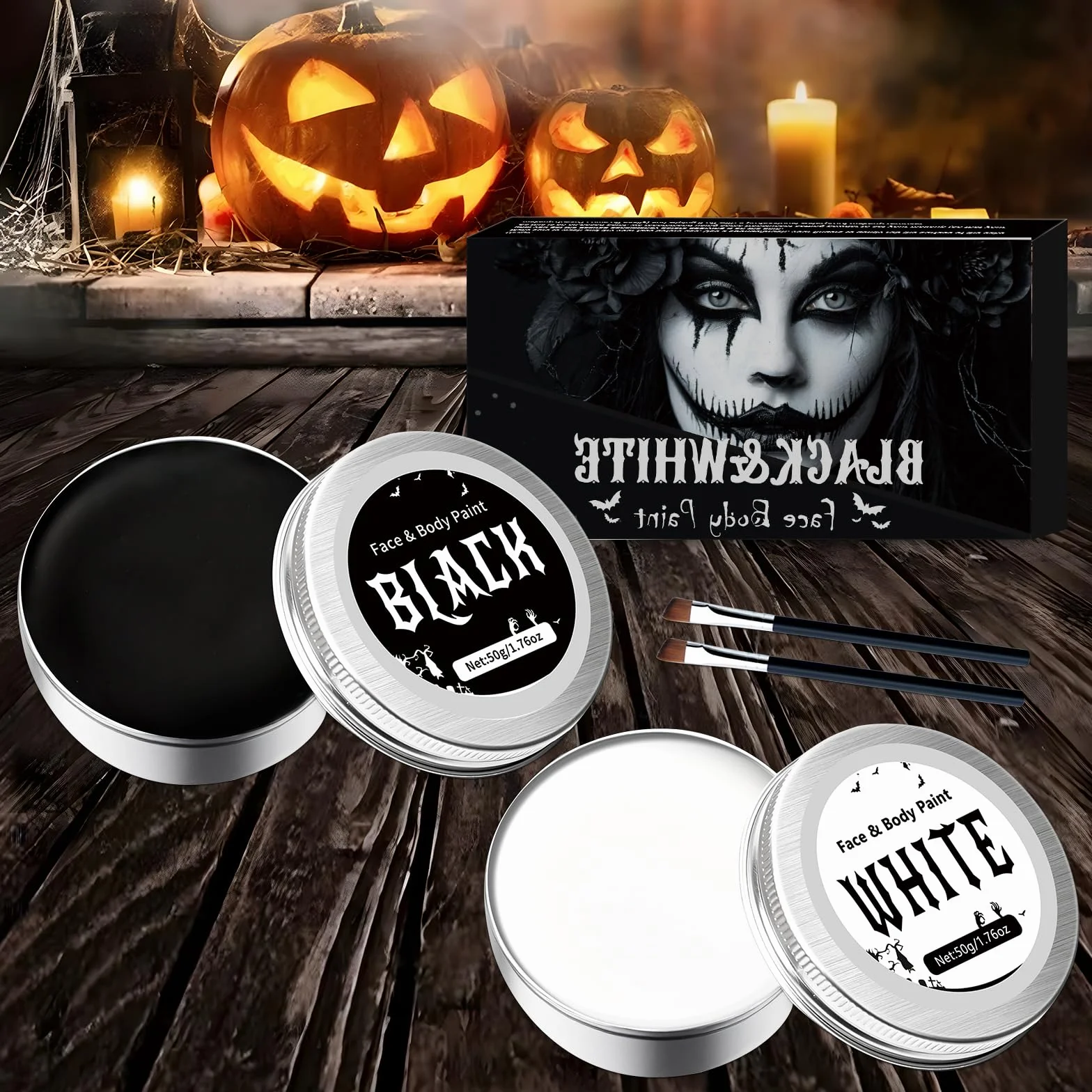 Kit Maquillage Halloween Enfant Adulte Peinture Corporelle Carnaval Blanc Noir SFX Makeup