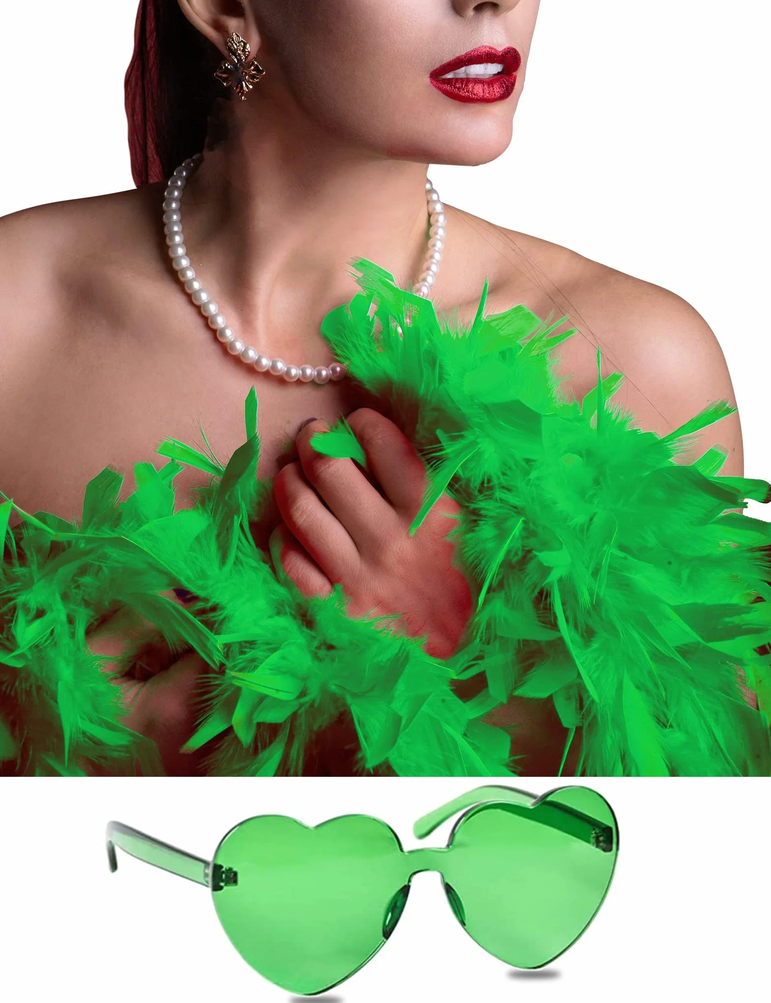 Boas à plumes 45g 2 yards paillettes lunettes soleil cœur femmes adolescentes fêtes enterrement vie jeune fille Halloween déguisements
