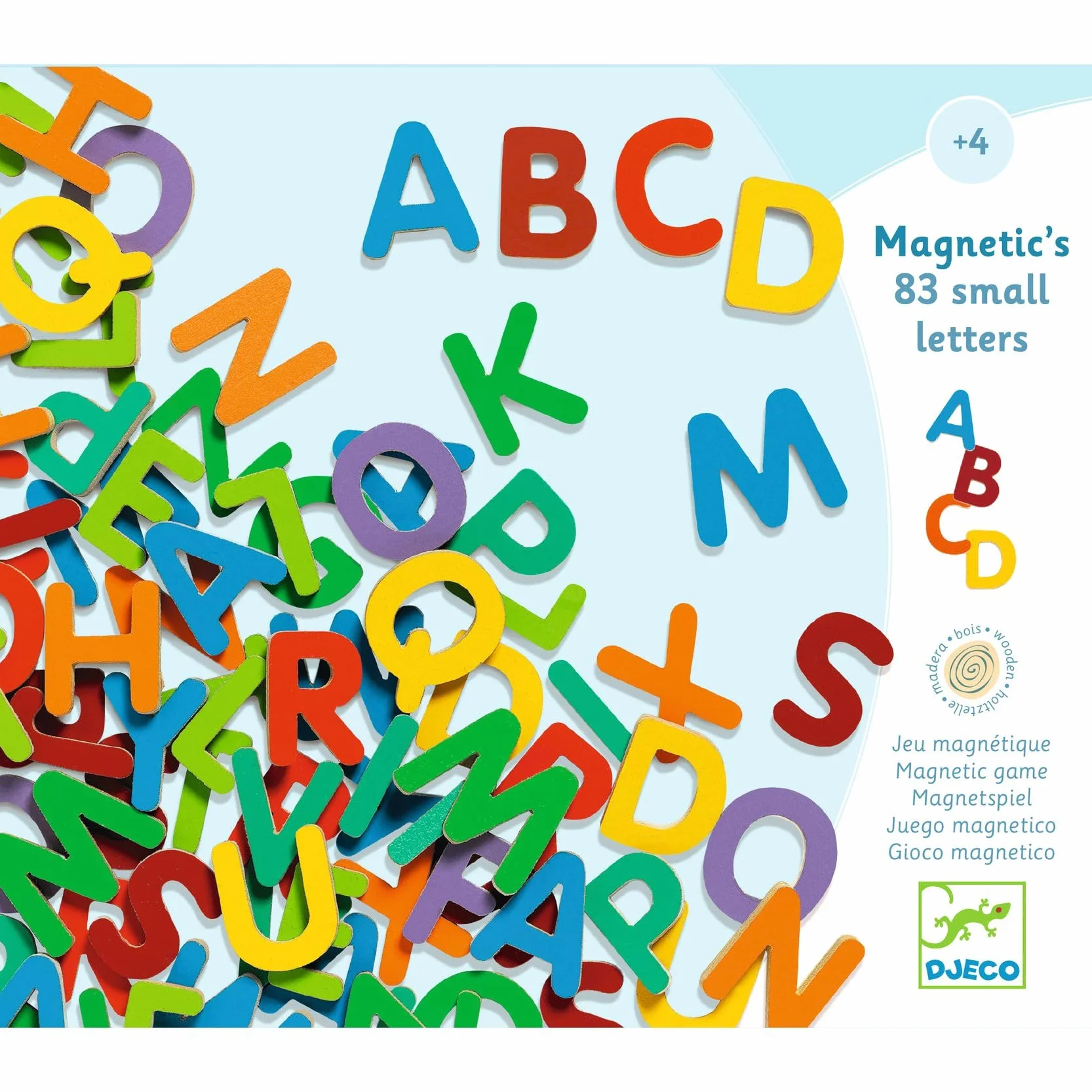 DJECO 83 Lettres Magnétiques en Bois Alphabet Apprentissage 3cm Hauteur