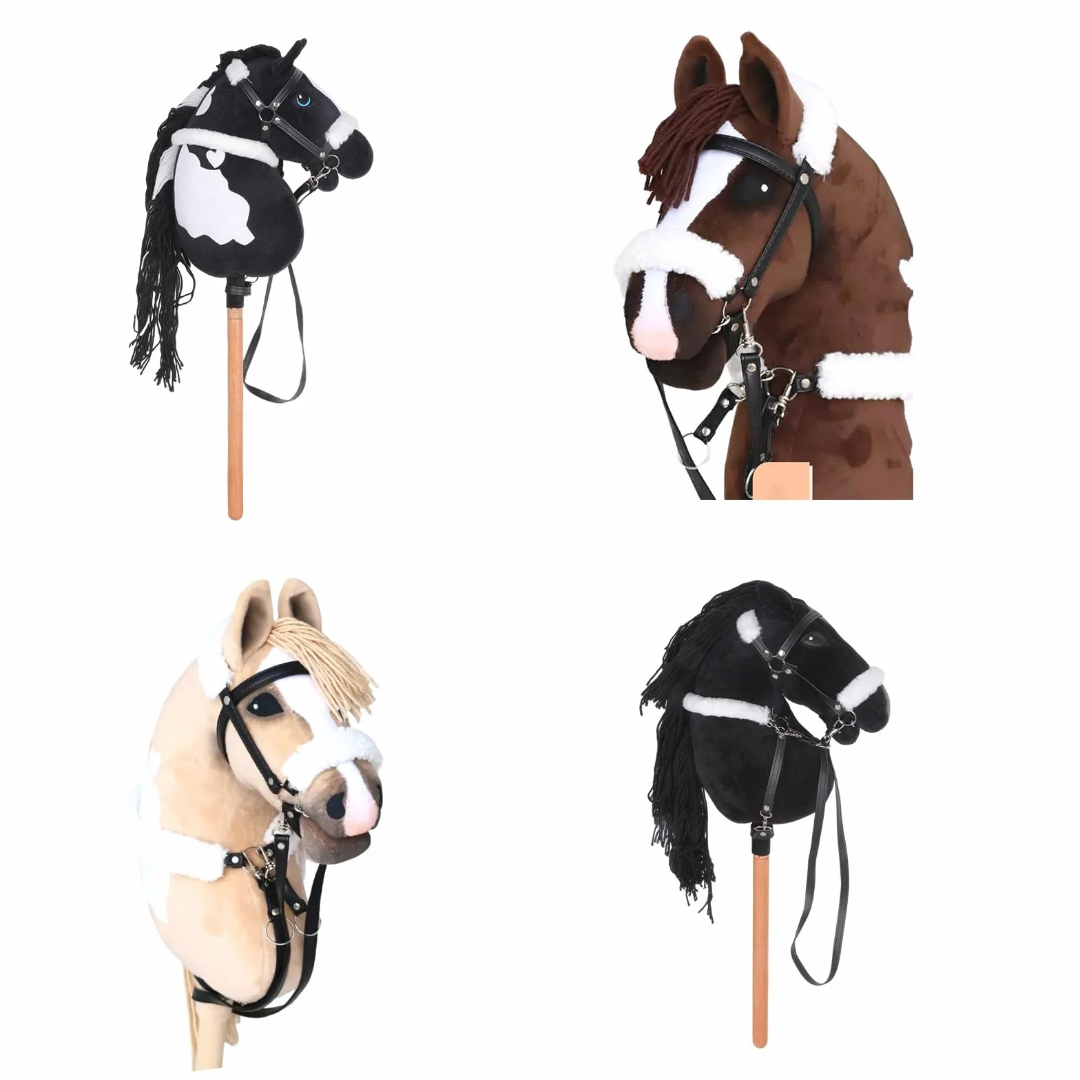 Peluche tête de cheval en bois pour enfants jeu de rôle