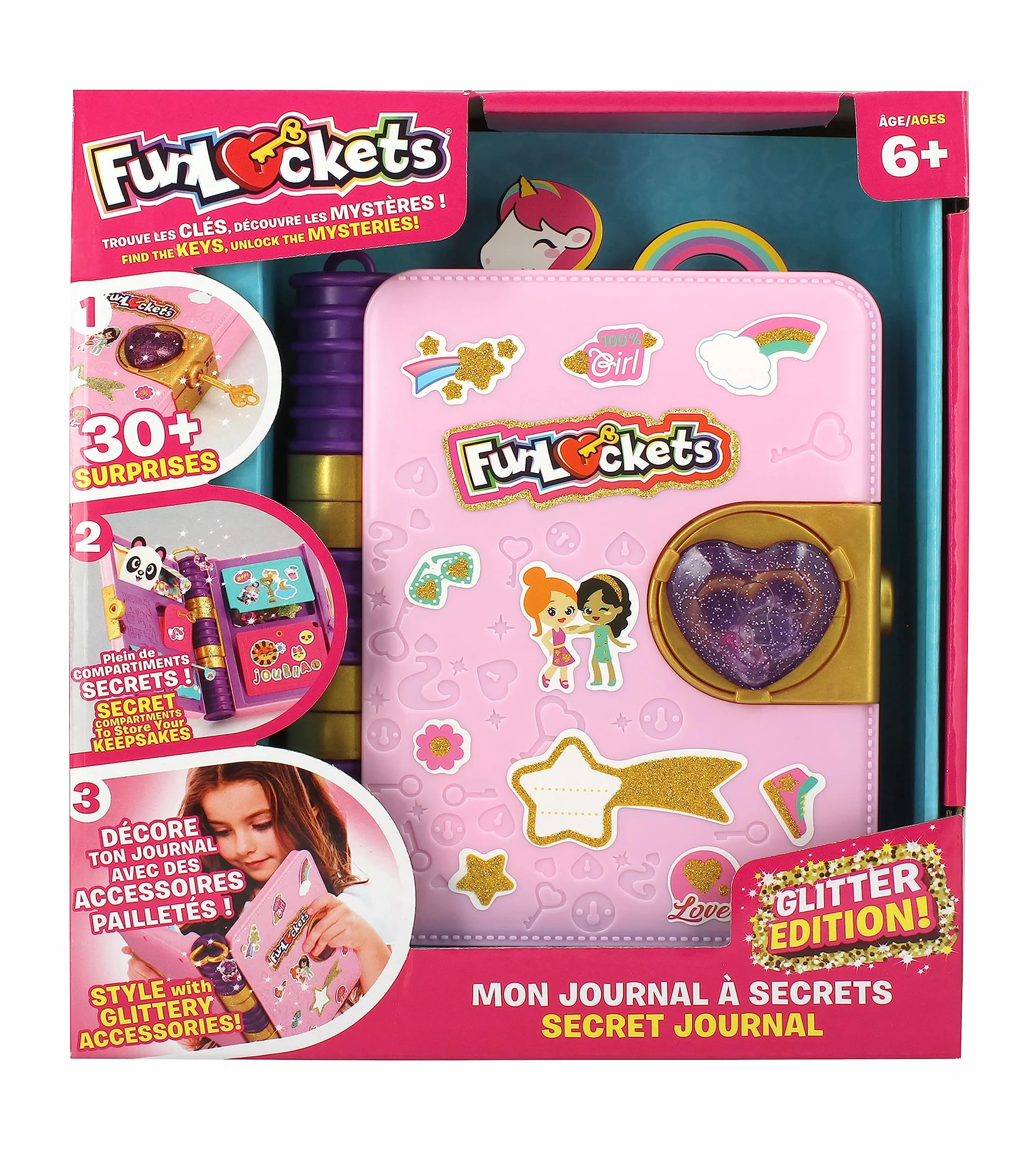 FUNLOCKETS Mon Journal à Secrets Edition Pailletée