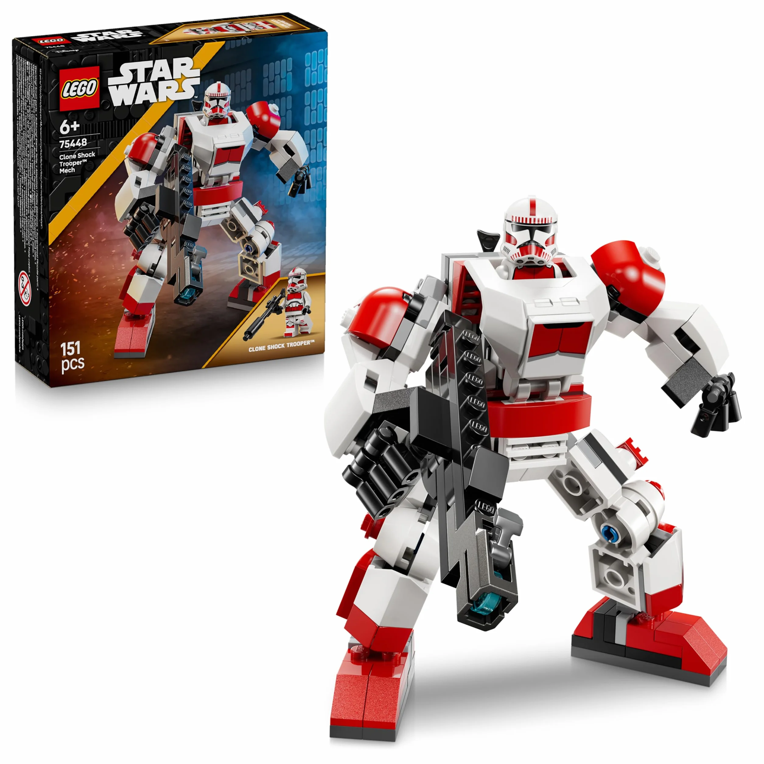 LEGO Star Wars 75448 Robot du Shock Trooper Clone - Jouet Robot Figurine Articulée avec Fusil Blaster & Minifigurine