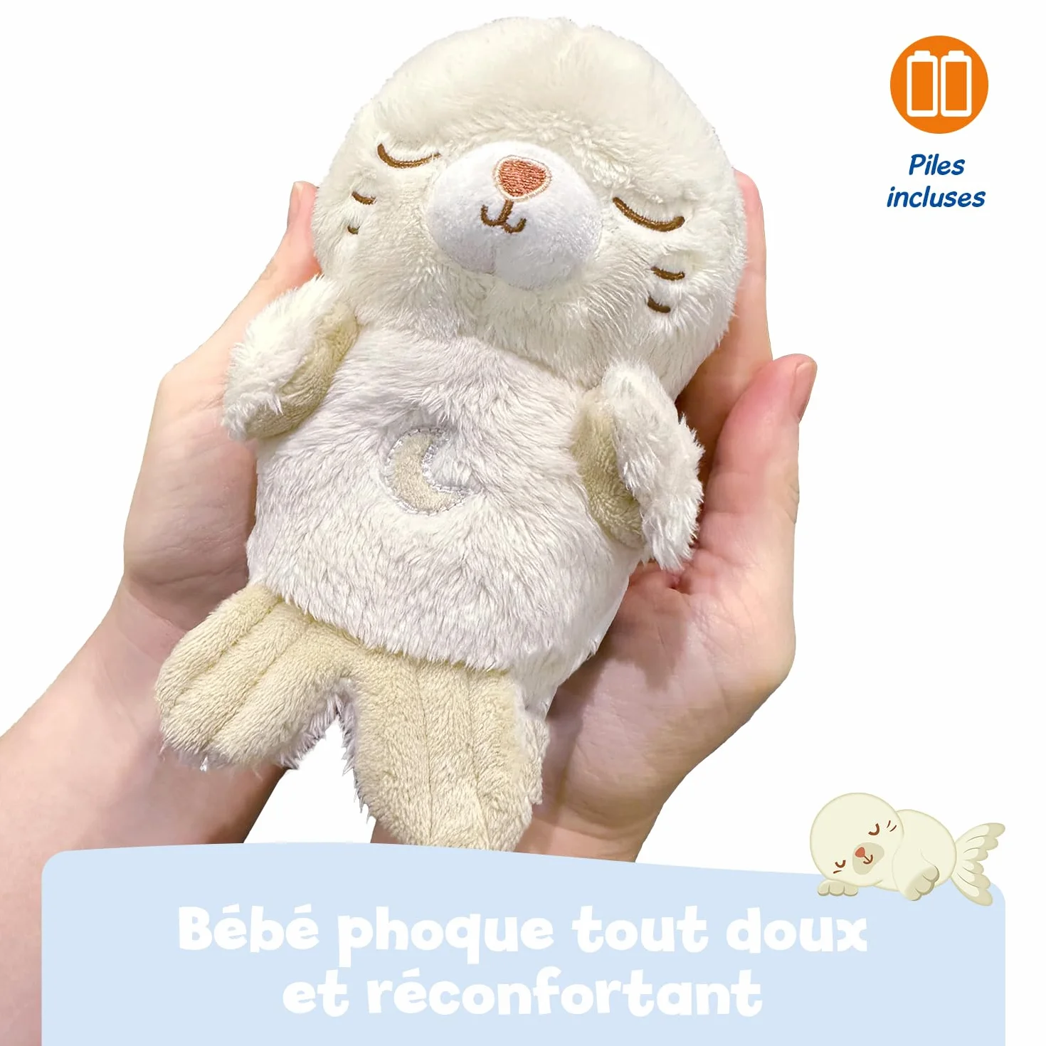 VTech LumiZen Beige Petite Peluche Phoque Doudou Veilleuse Musicale Bébé Nomade Enfant Lumineuse Cadeau Naissance