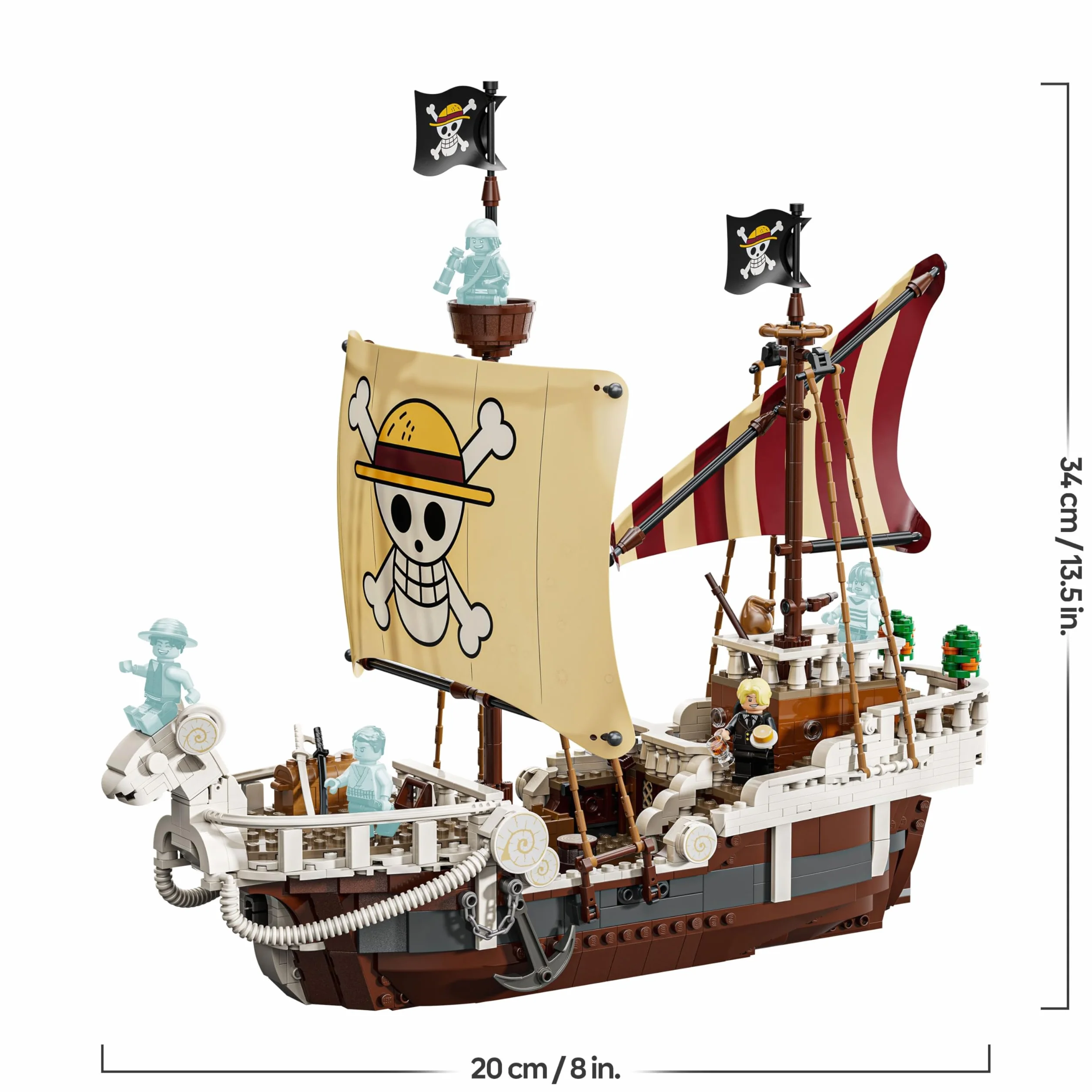LEGO One Piece Le Bateau Pirate Vogue Merry Jouet Bateau Maquette avec 5 Minifigurines Luffy Zoro Nami Cadeau Anime 10 Ans