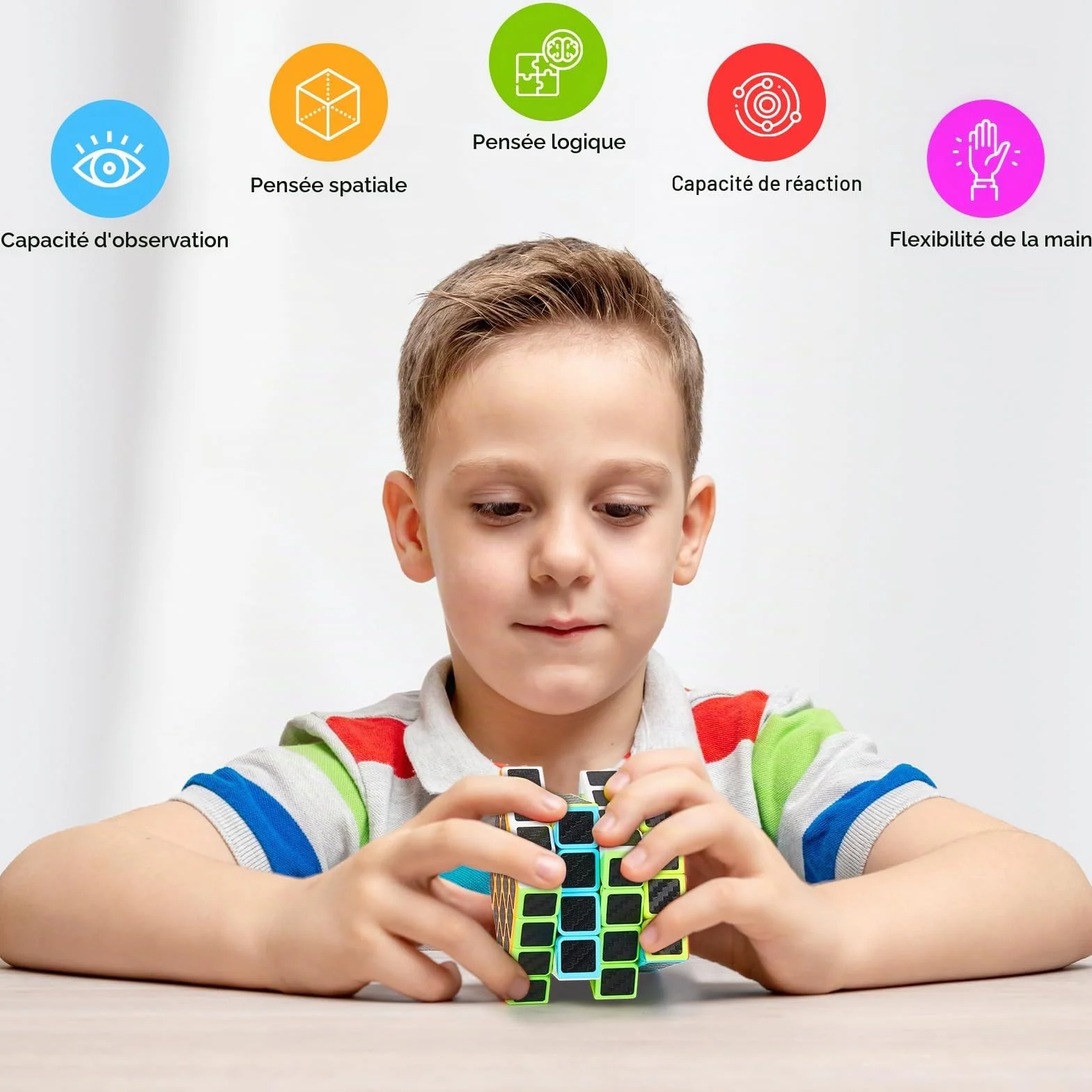 Coolzon Speed Cube Set Pyraminx Megaminx 2x2 3x3 4x4 5 Pack Boîte Cadeau Cubo Autocollant Carbone Fibre Ultra Rapide
