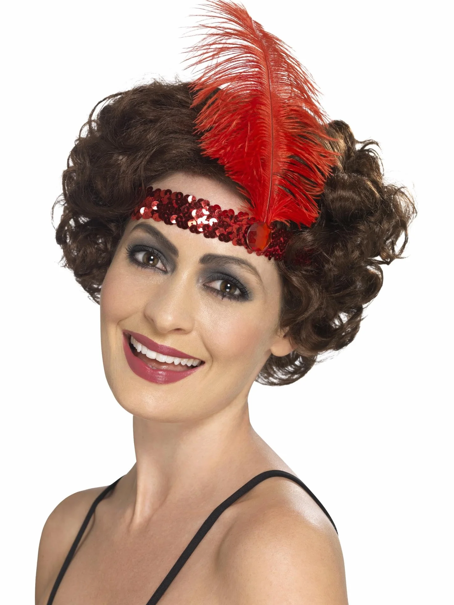 Smiffys Bandeau jeune fille années 20 Rouge avec plume Halloween