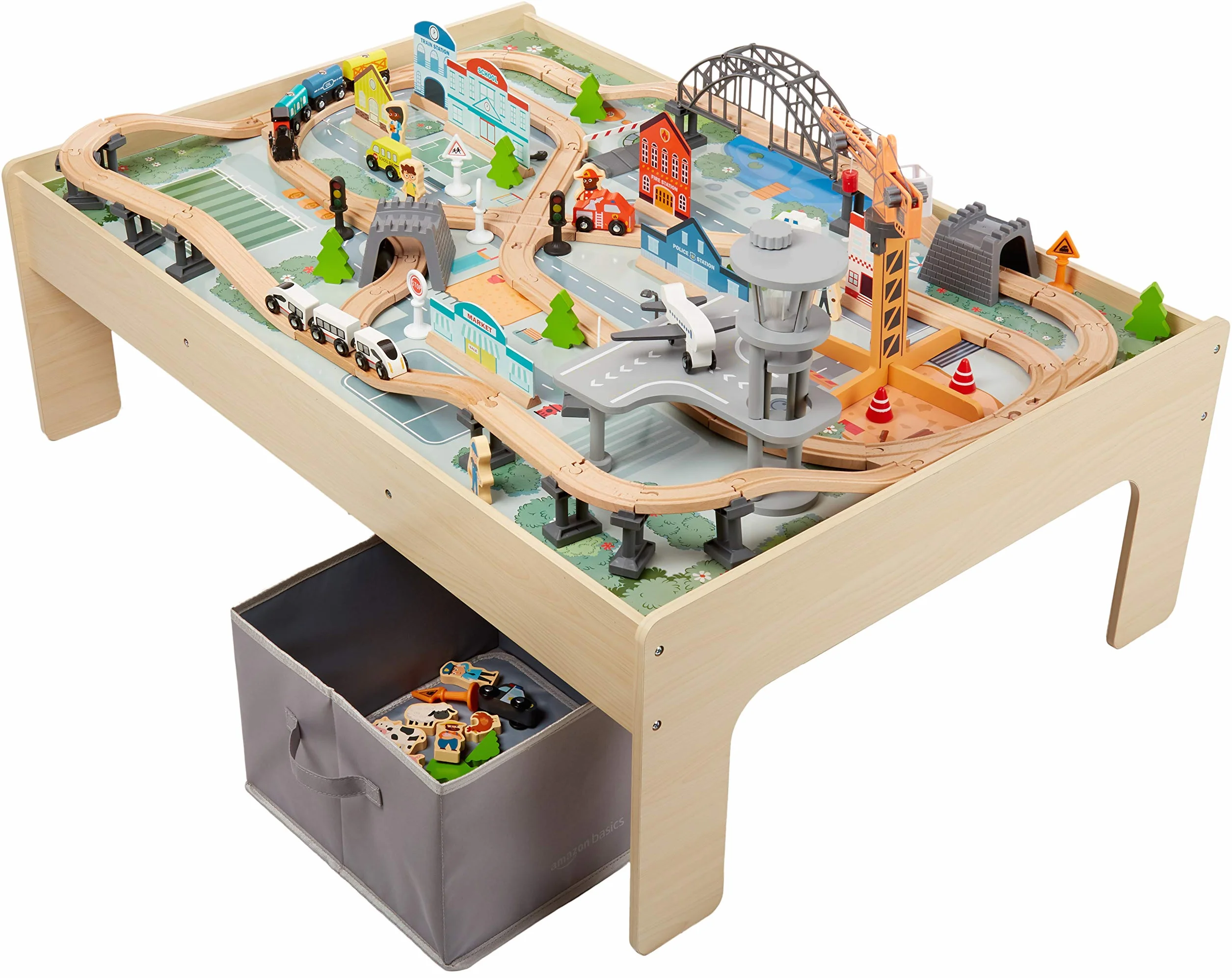 Amazon Basics Ensemble petit train avec table 120 pièces Multicolore 120.4 x 85 x 41 cm