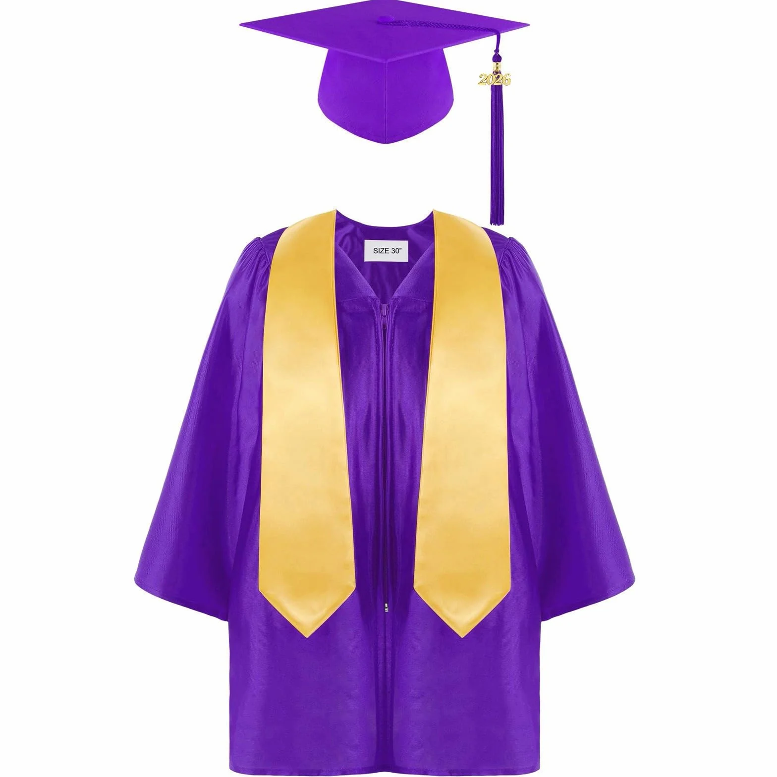 Robe de Remise de Diplôme Enfants 2-12 Ans Costume Maternelle Unisexe avec Toge et Chapeau de Graduation Pendentif 2026
