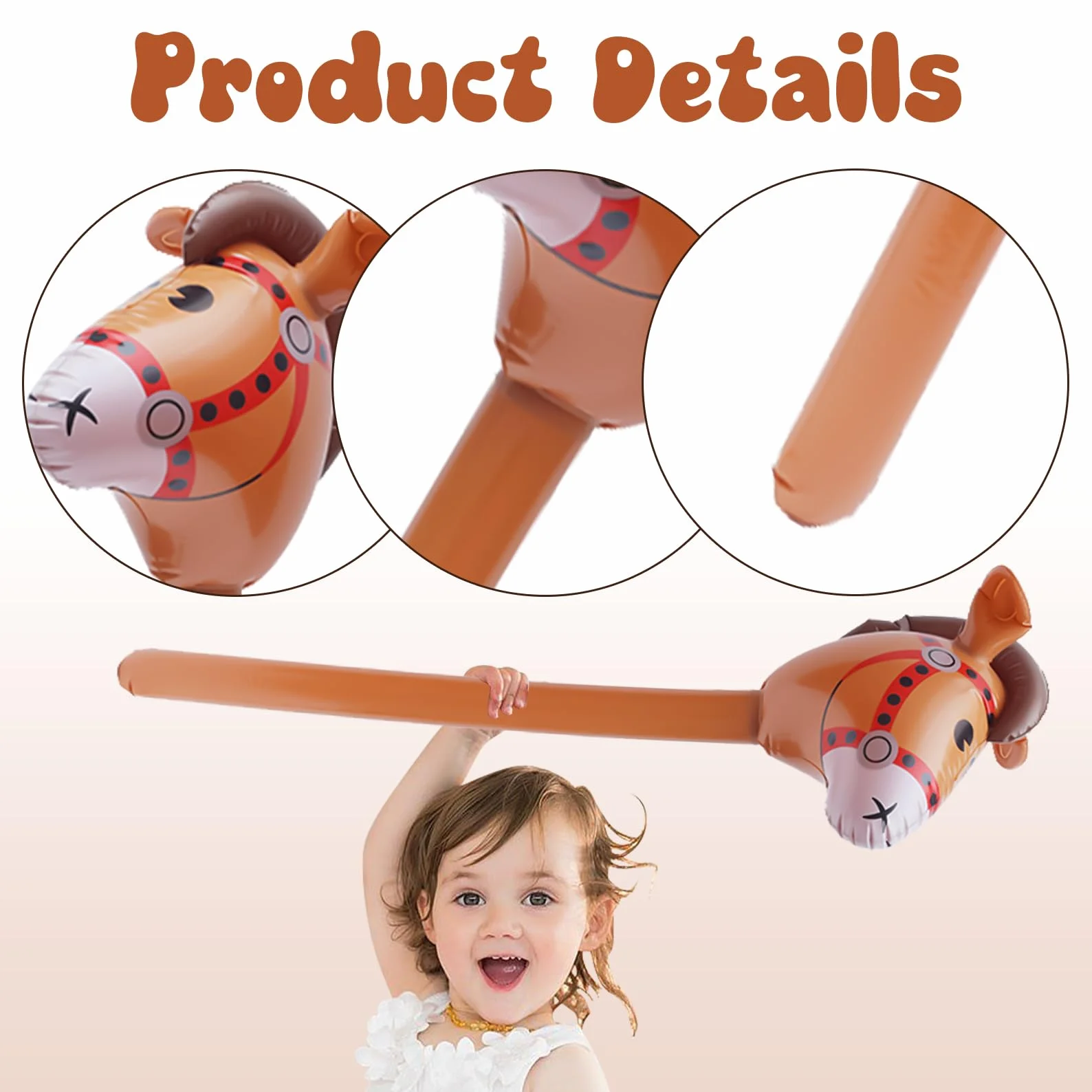 Lot de 2 chevaux gonflables - Tête de cheval - Bâton pour enfants - Kit de bricolage