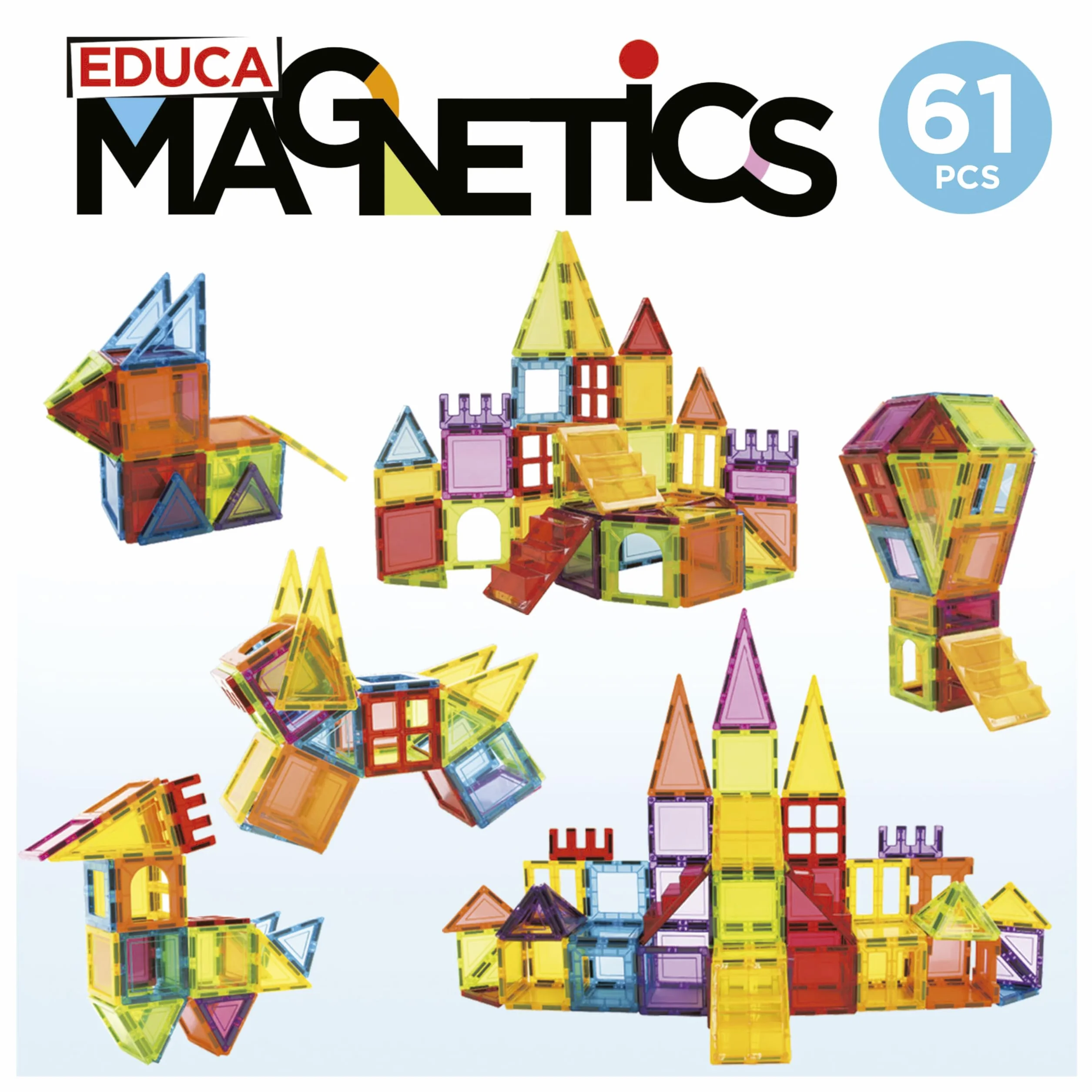 Educa Magnetics Jeu éducatif de Construction 3D magnétique 61 pièces Enfants