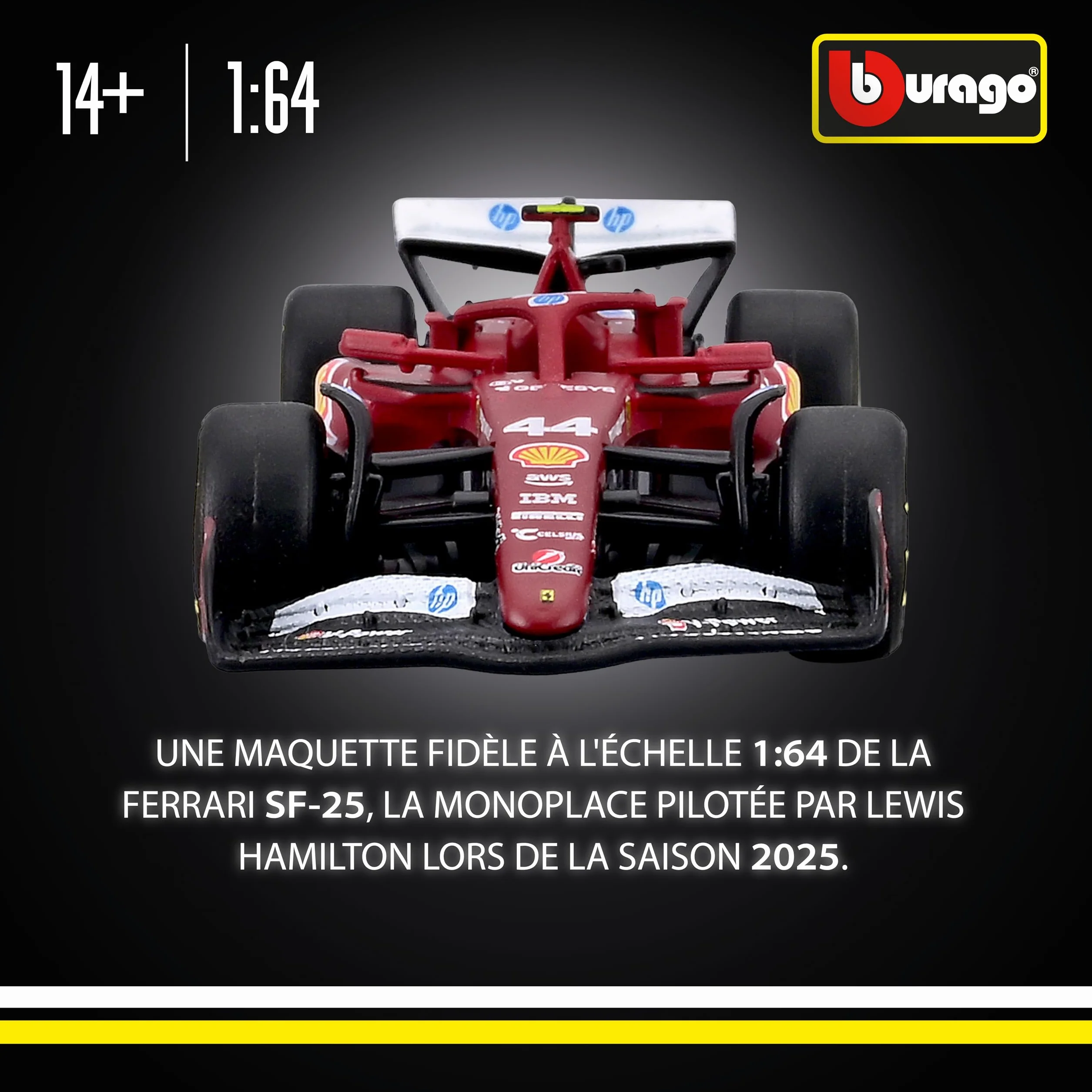 Bburago F1 Ferrari SF-25 #44 Lewis Hamilton 2025 Voiture Miniature Échelle 1:64 Réplique Officielle Ferrari