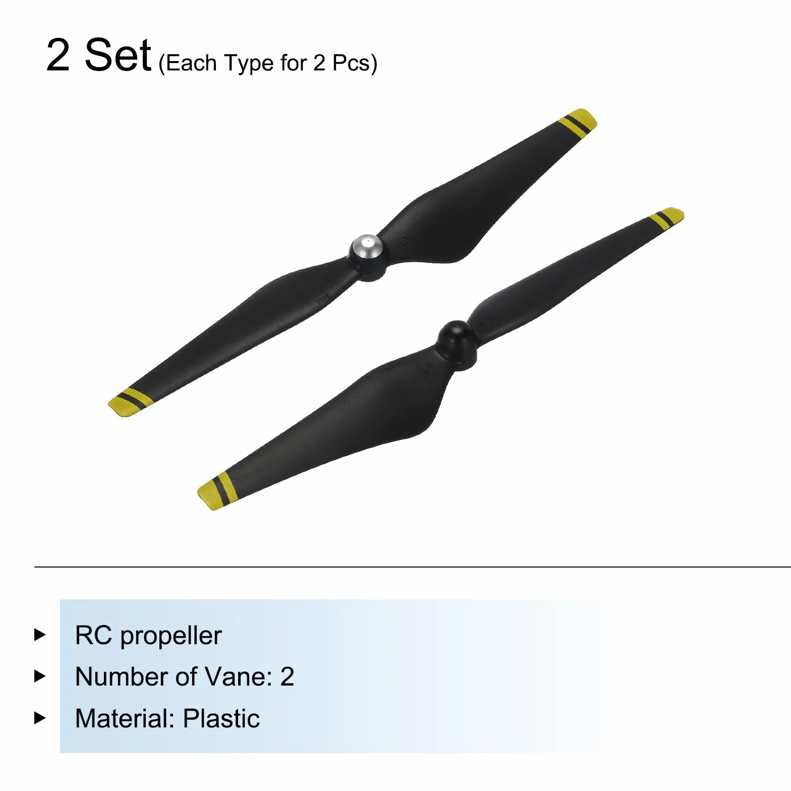 Hélices RC 24cm Plastique Noir Doré Autobloquante Faible Bruit pour Avion Drone 4 Ensemble