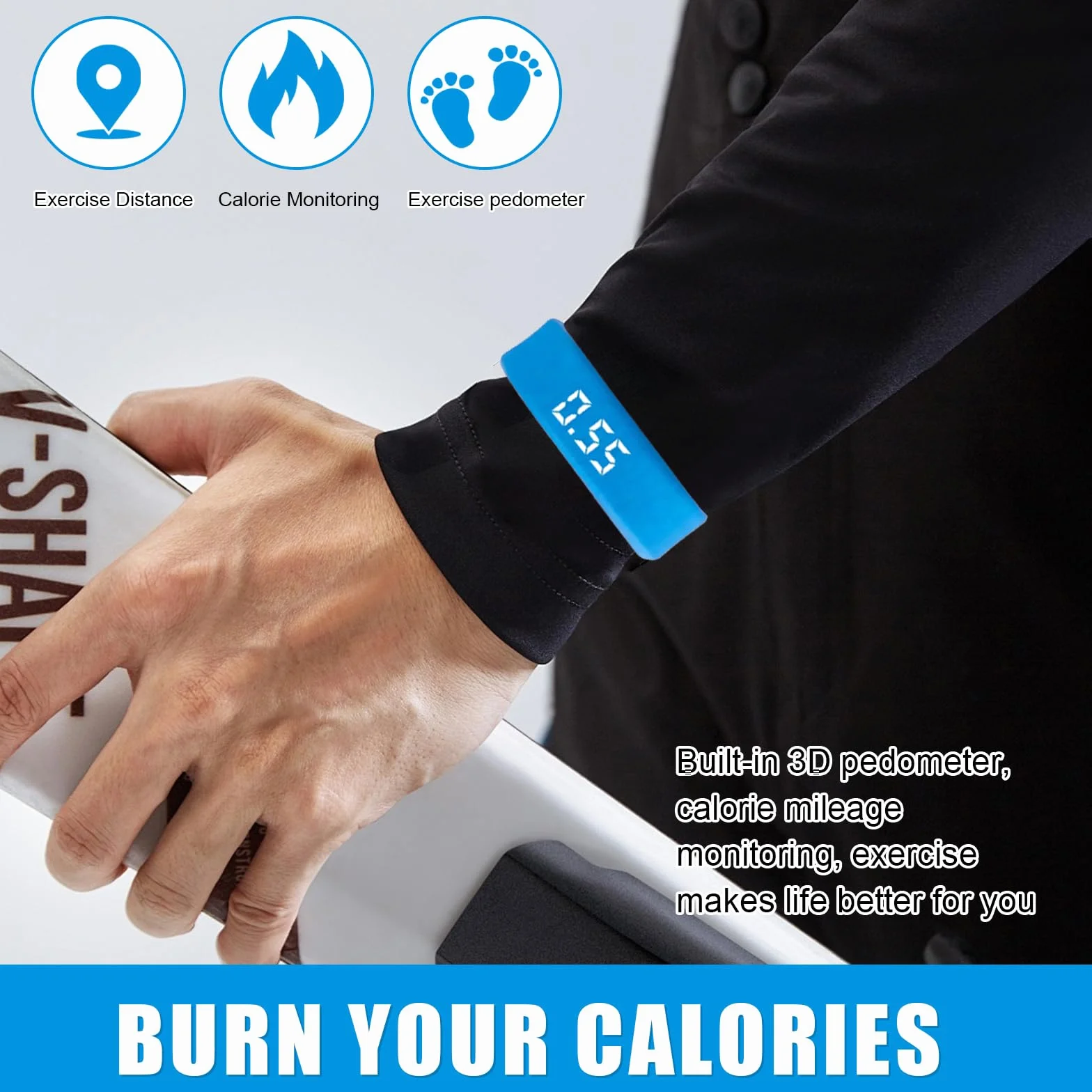 Bracelet Reveil Vibrant Bleu Montre Vibrante Portable avec Alerte par Vibration Silencieuse étanche Multifonctionnel