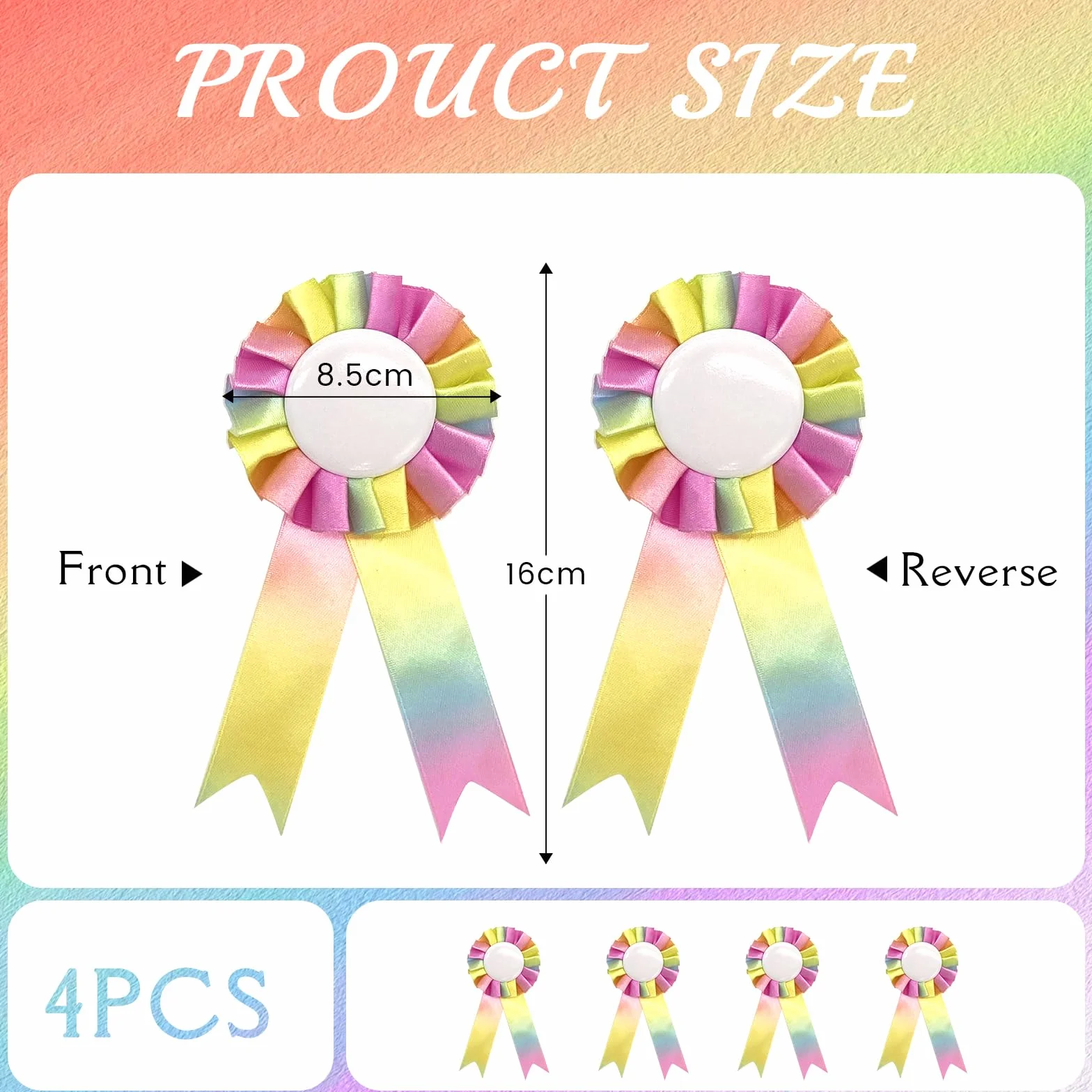 Lot de 4 rosaces pour chevaux avec arcs colorés - Accessoires de fête DIY pour événements sportifs