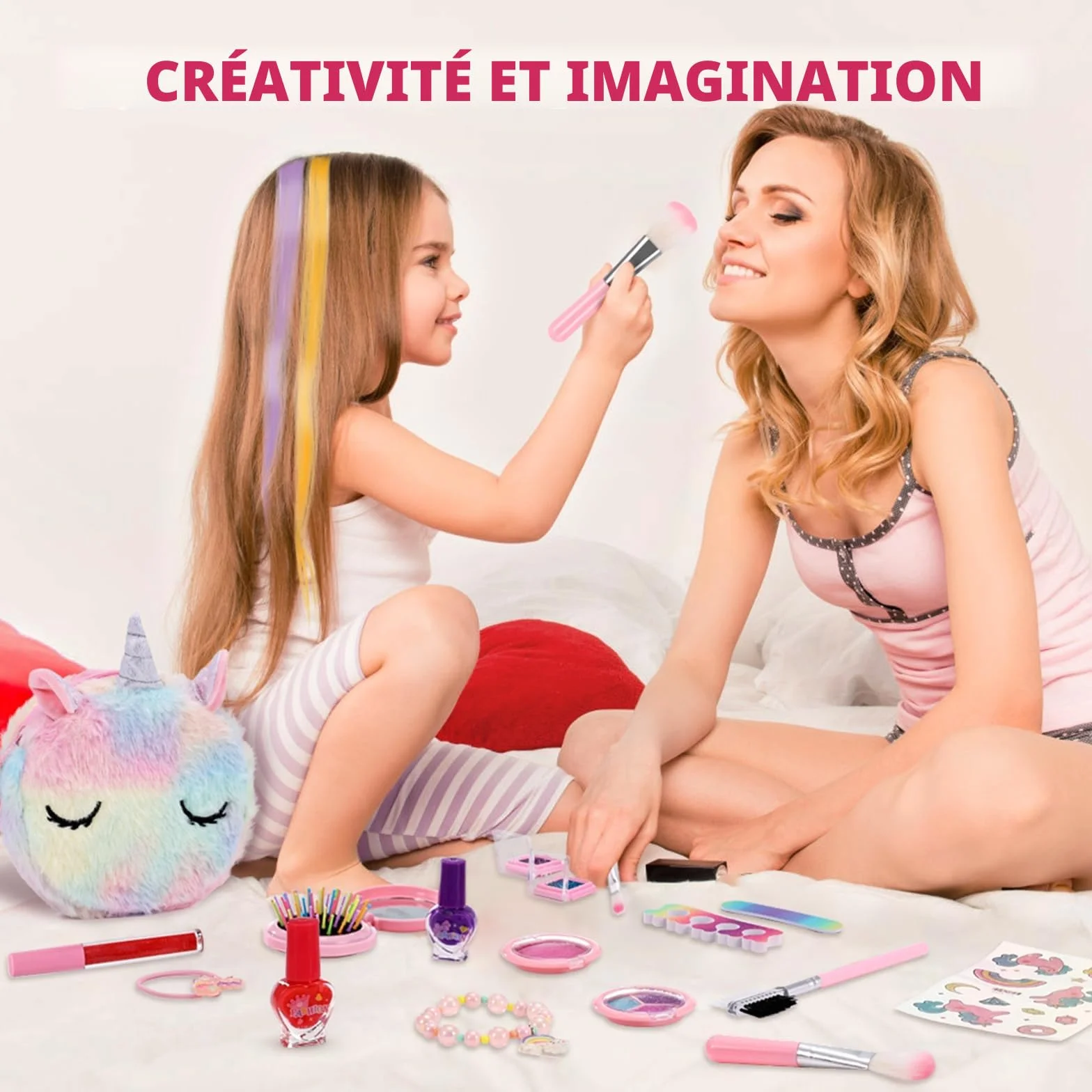 Anpro Coffret Maquillage Enfant Lavable Non Toxique, Malette Maquillage Fille 3 Ans+