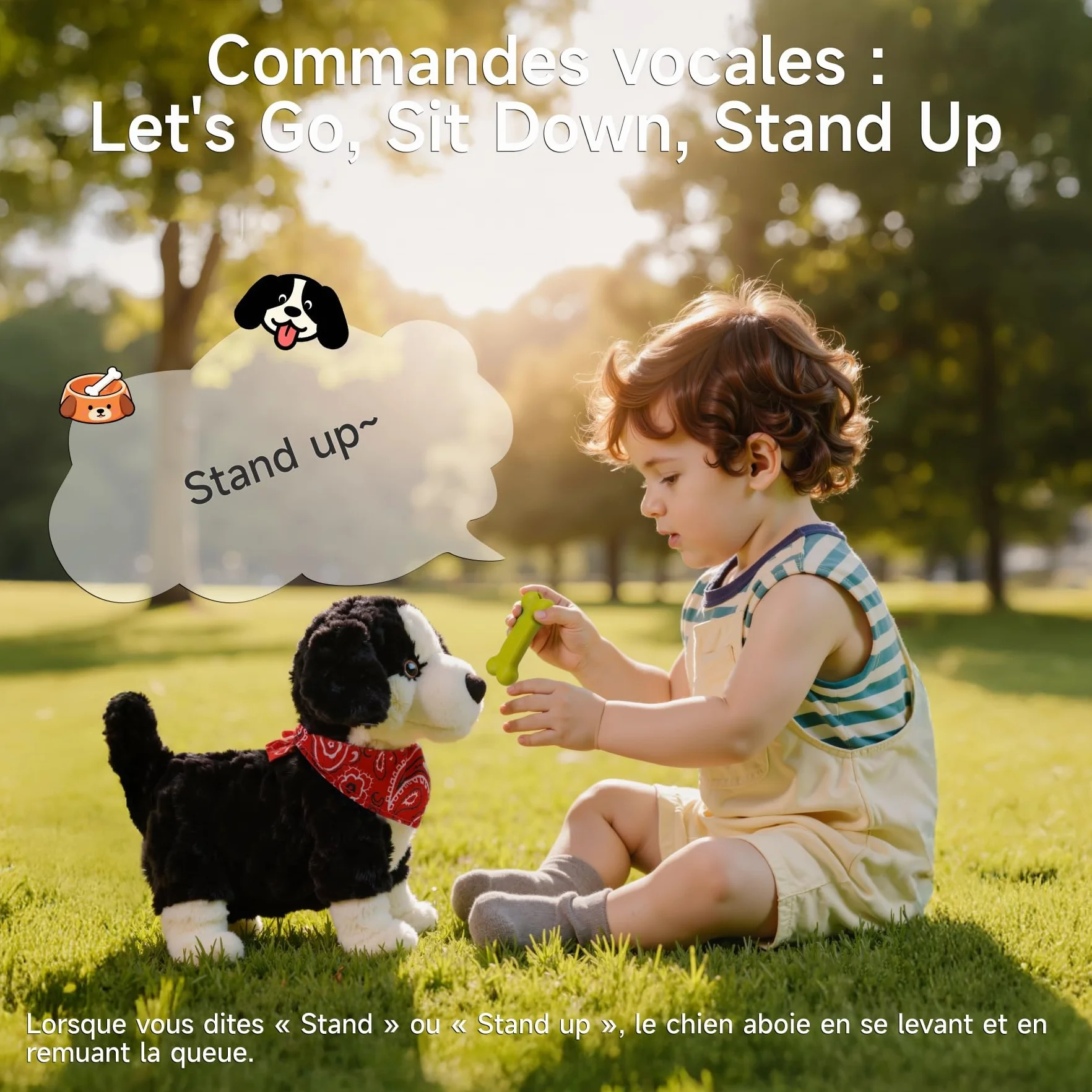 Chien Interactif Enfant Commande Vocale Peluche Marche Parle Aboie Jouet Électronique Cadeau 3+ Ans