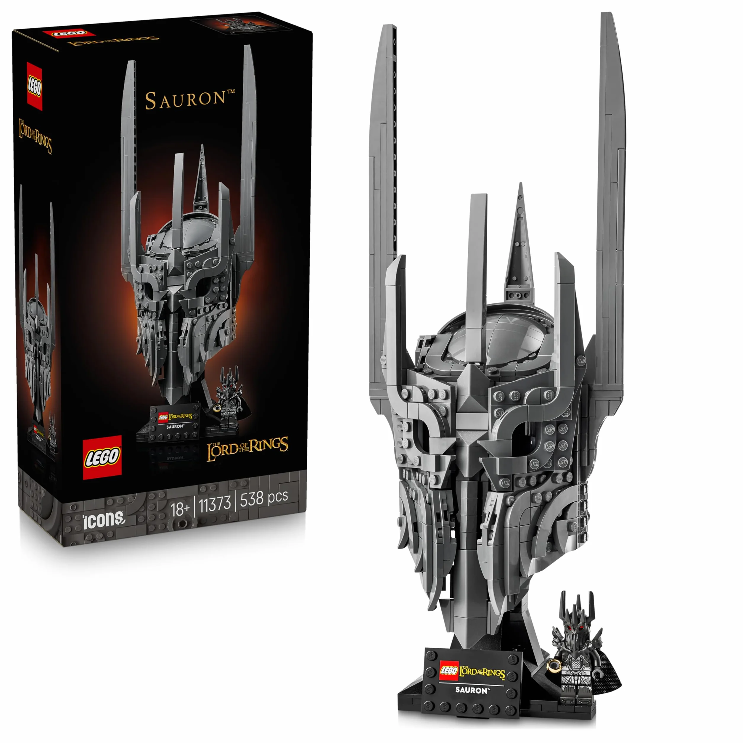 LEGO Icons Le Seigneur des Anneaux Le Casque de Sauron Maquette Adulte Décoration Anneau Unique Minifigurine Collector