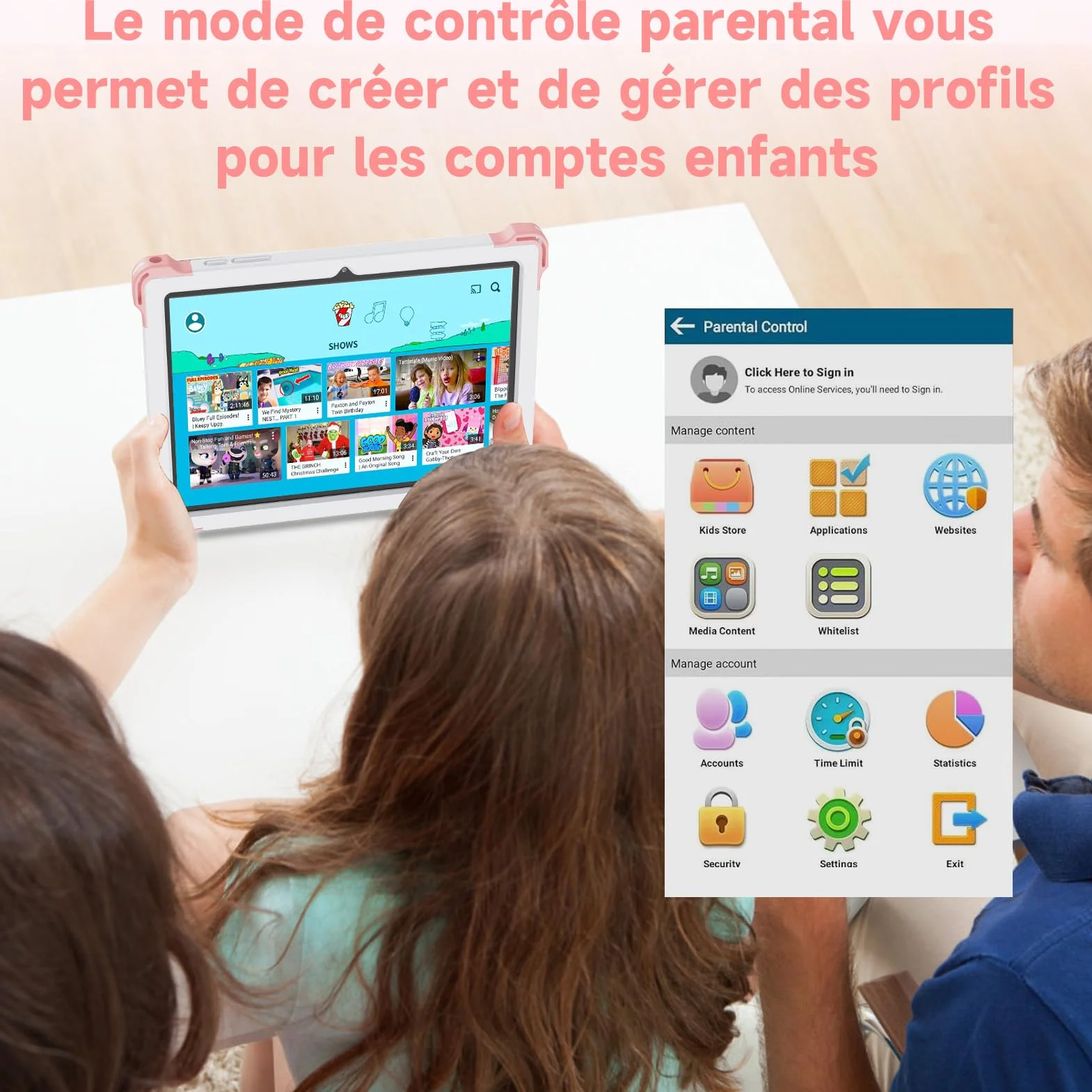 Tablette pour Enfant 10 Pouces Android 14 Kids Tablette avec 10GB+64GB(TF 1TB),Tablet Tactile Octa-Core,iWawa Éducative Apps Pré-Installé,Contrôle Parental, avec Protection Coque, Rose