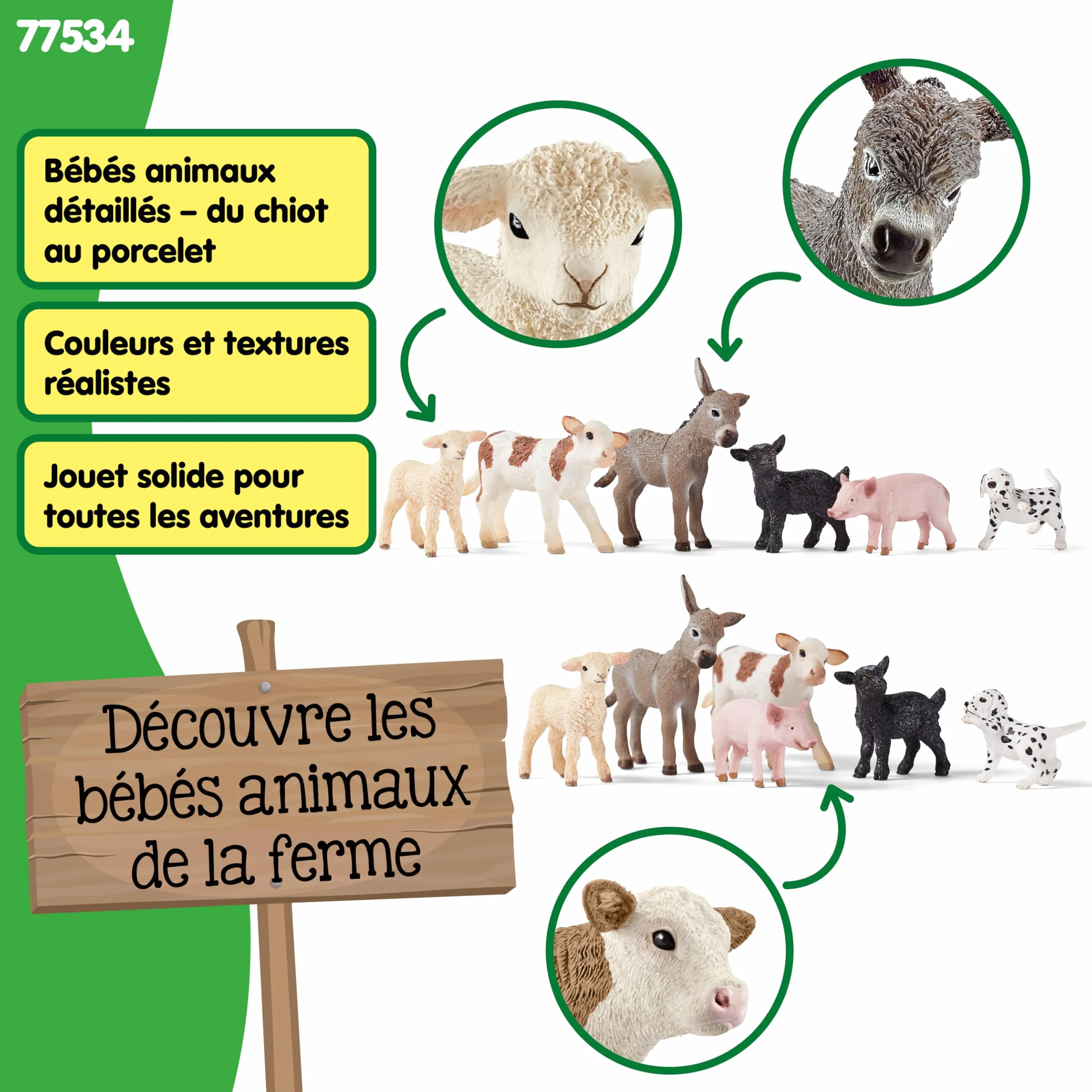 Schleich Farm World Set Animaux de la Ferme 77534 - Jouet de Ferme dès 3 Ans - Set de 6 pièces