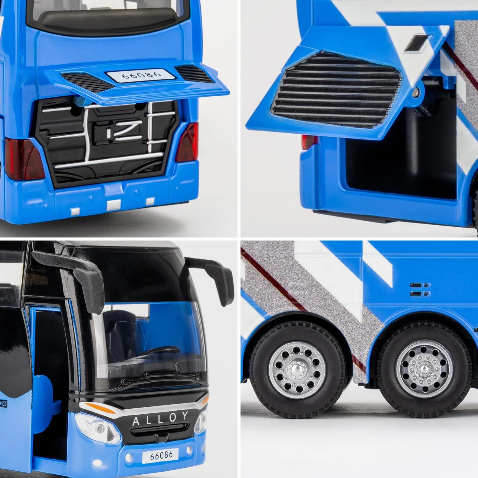 Voiture miniature bus de luxe 1/30 alliage zinc son lumière collectionneurs enfants 3 ans cadeau anniversaire bleu