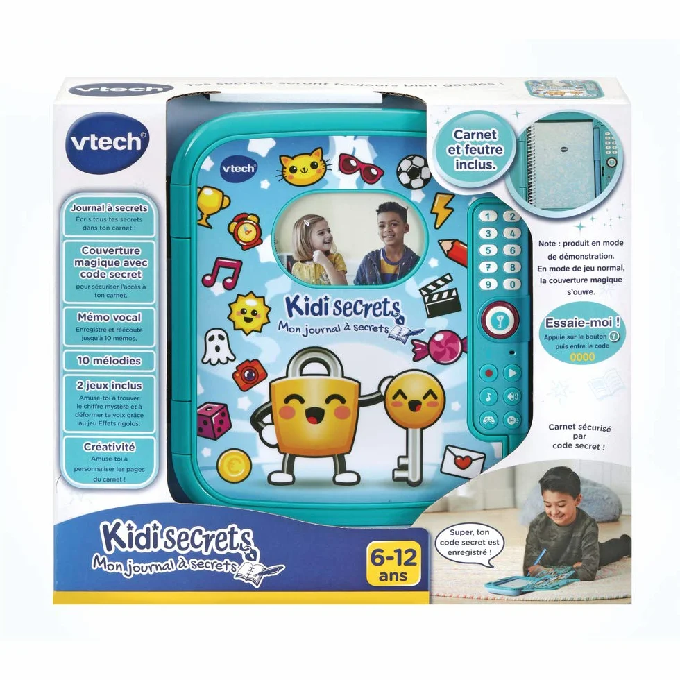 VTech KidiSecrets Mon Journal à Secrets Bleu Journal Intime avec Code 6-12 Ans Version FR