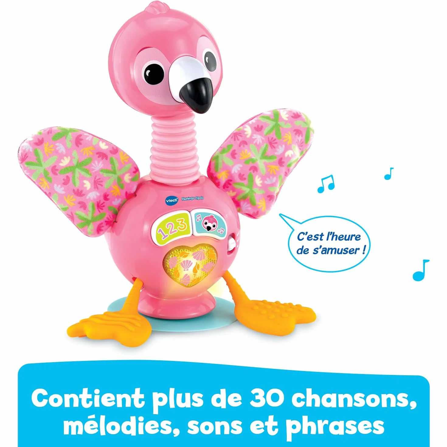 VTech Flamingo Rigolo Flamant Rose Jouet Ventouse Chaise Haute Jeux Sensoriel Bébé Motricité Fine Cadeau Dès 9 Mois