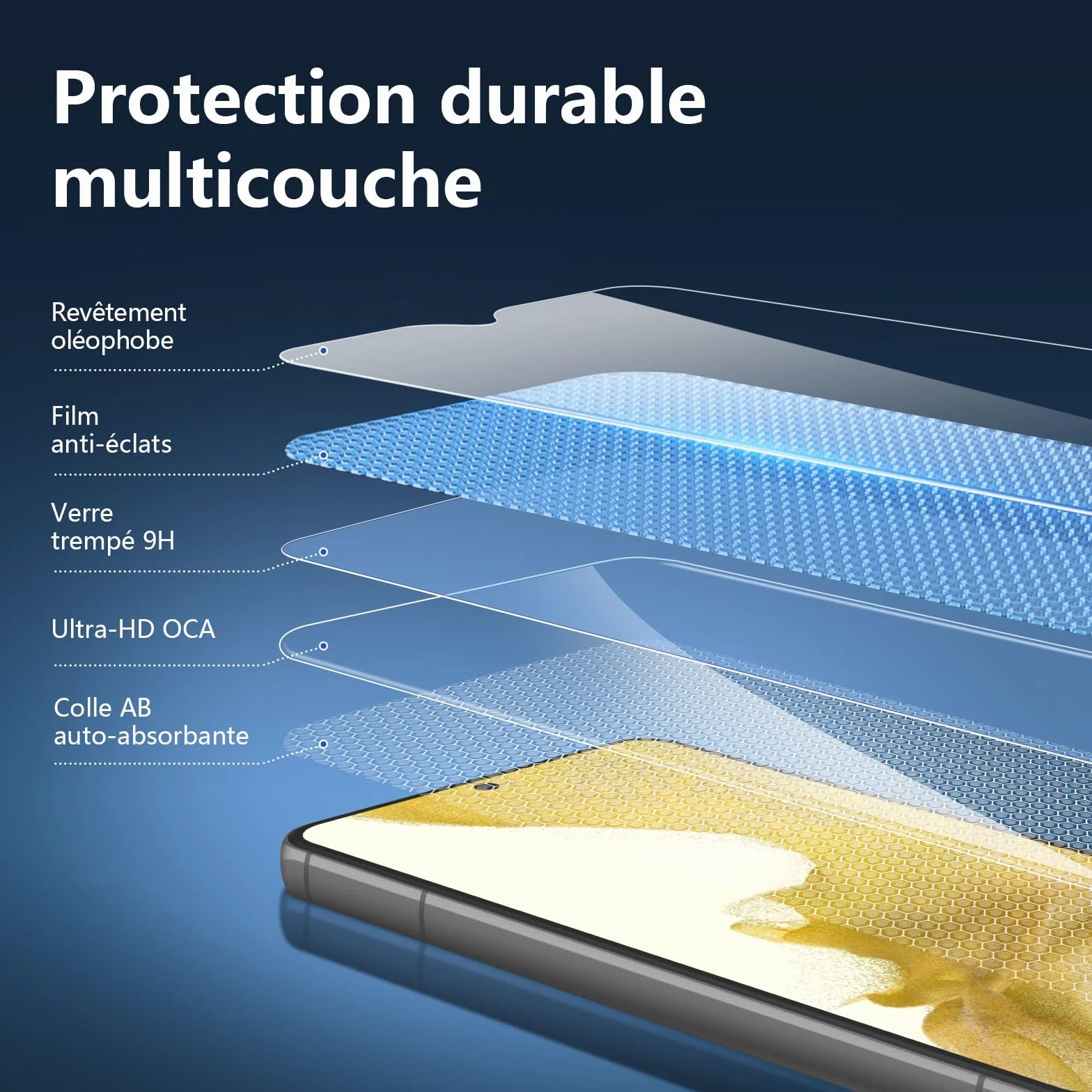 Verre Trempé pour Samsung Galaxy S22 5G, Film Protection écran 9H 0,26mm HD Ultra Transparent Lot de 3