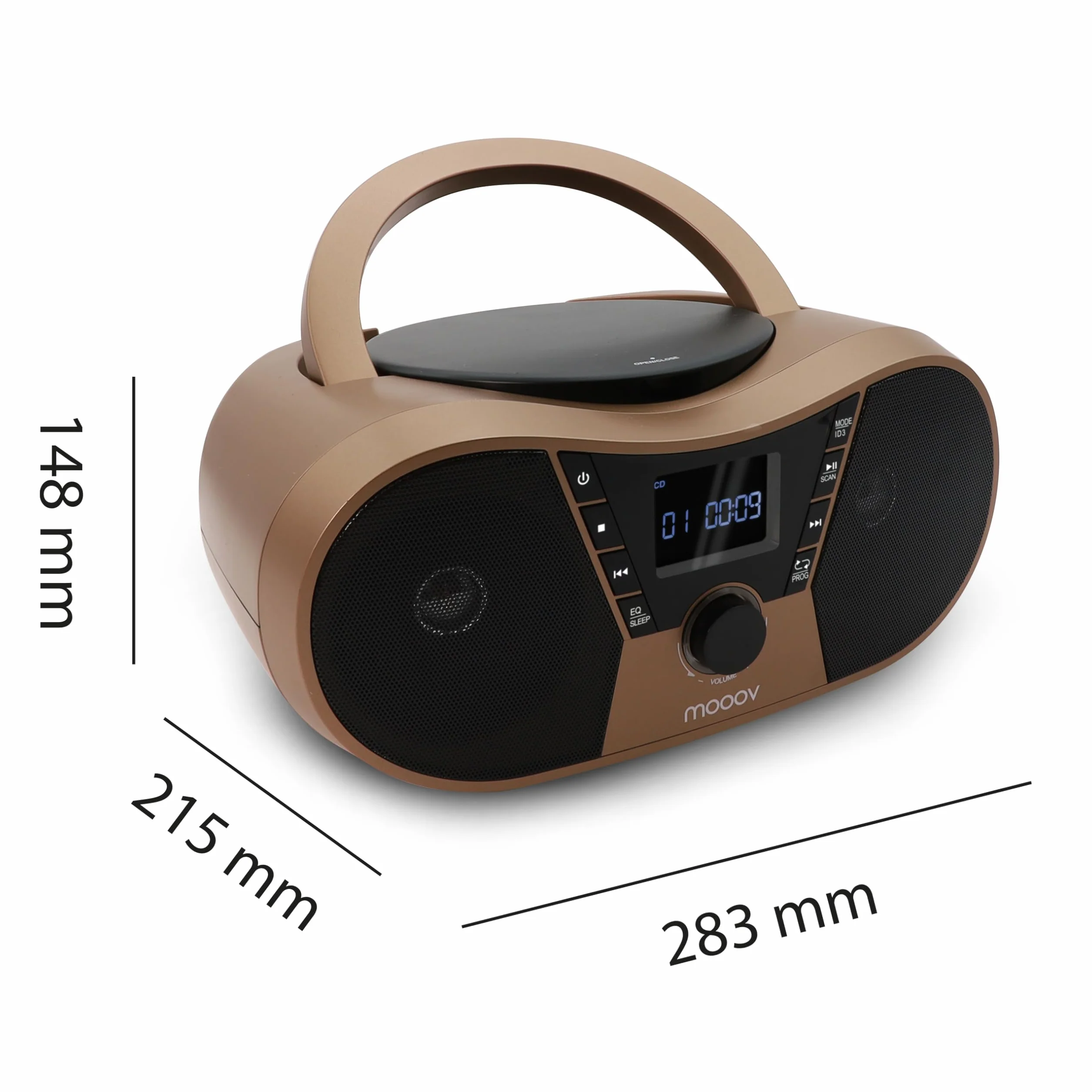 MOOOV Lecteur CD Copper & Black Radio FM Port USB Fonctions Sleep ID3