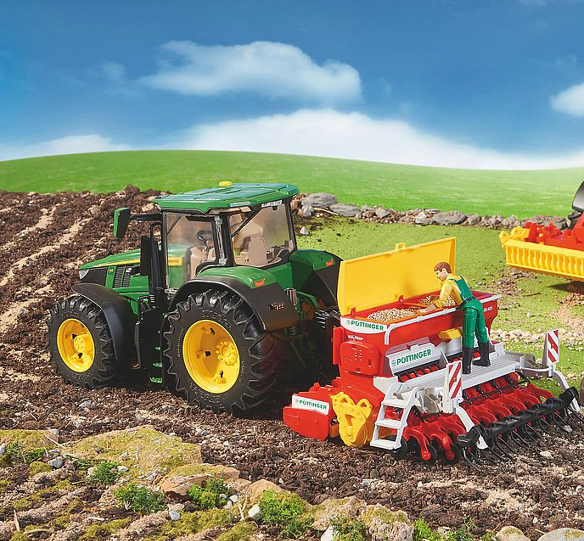 Bruder 02347 Pöttinger Vitasem 302ADD Semoir à herse rotative 1:16 Tracteur remorque Jouet Agriculture