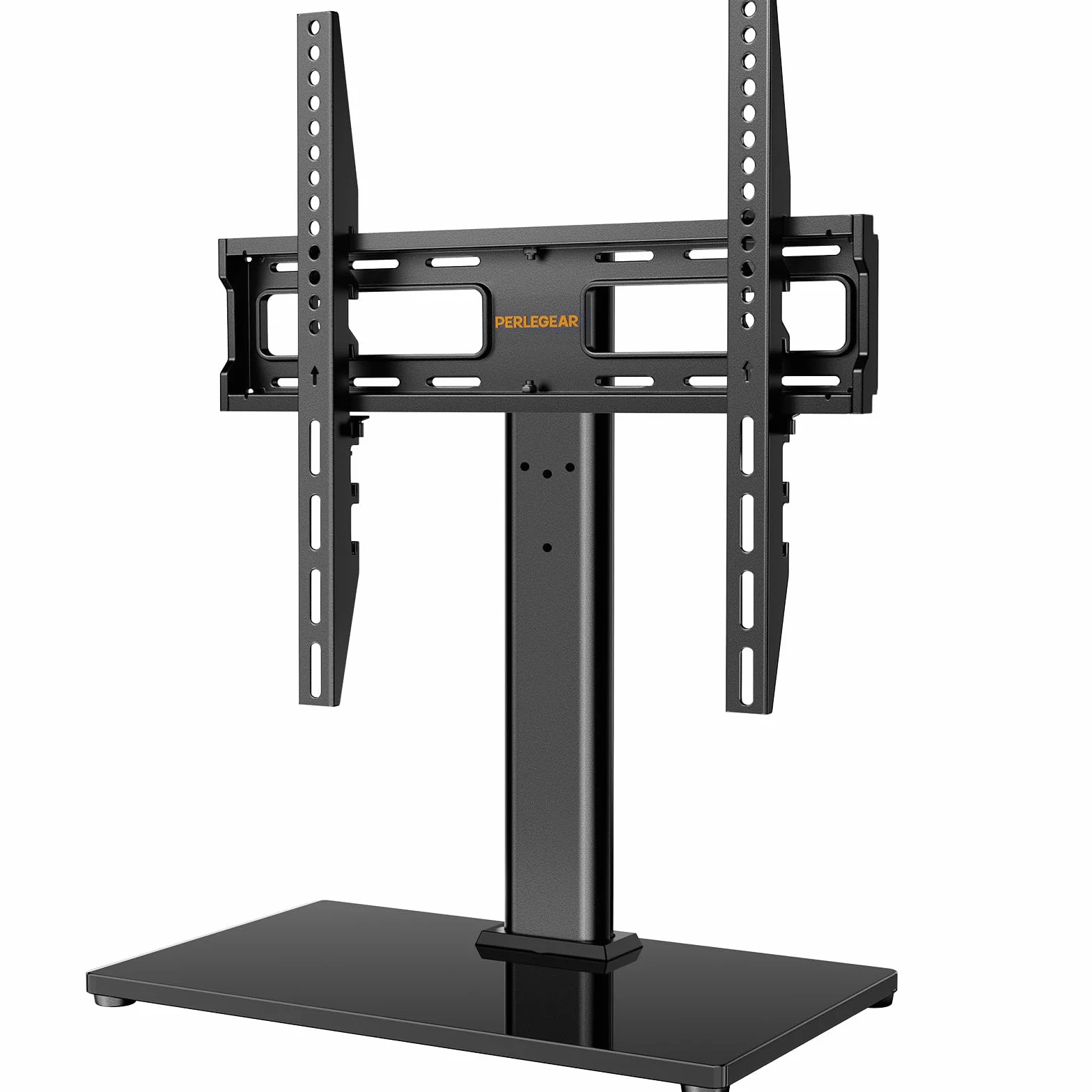 Support TV sur Pied Pivotant Réglable en Hauteur 26-60 Pouces VESA 400x400 mm 40 kg Base Verre Trempé