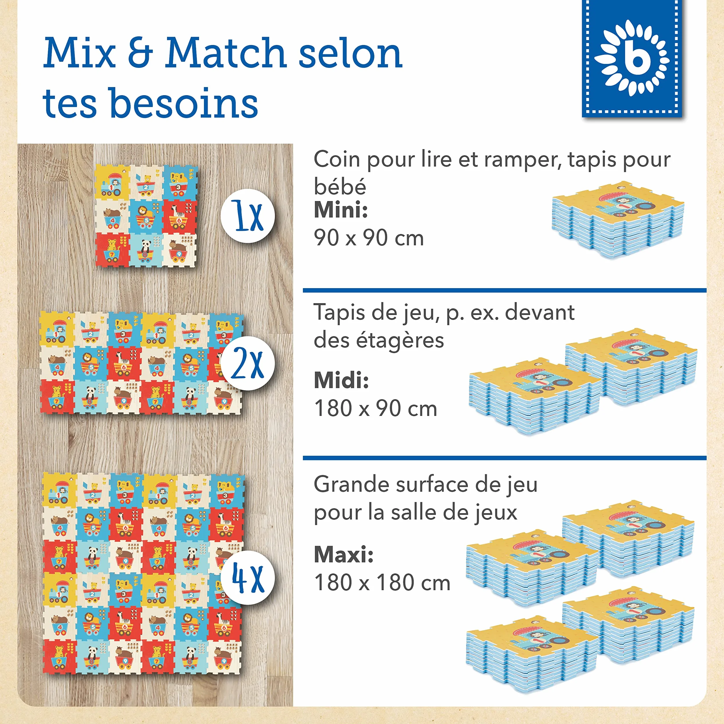 BIECO Tapis Puzzle Multicolore